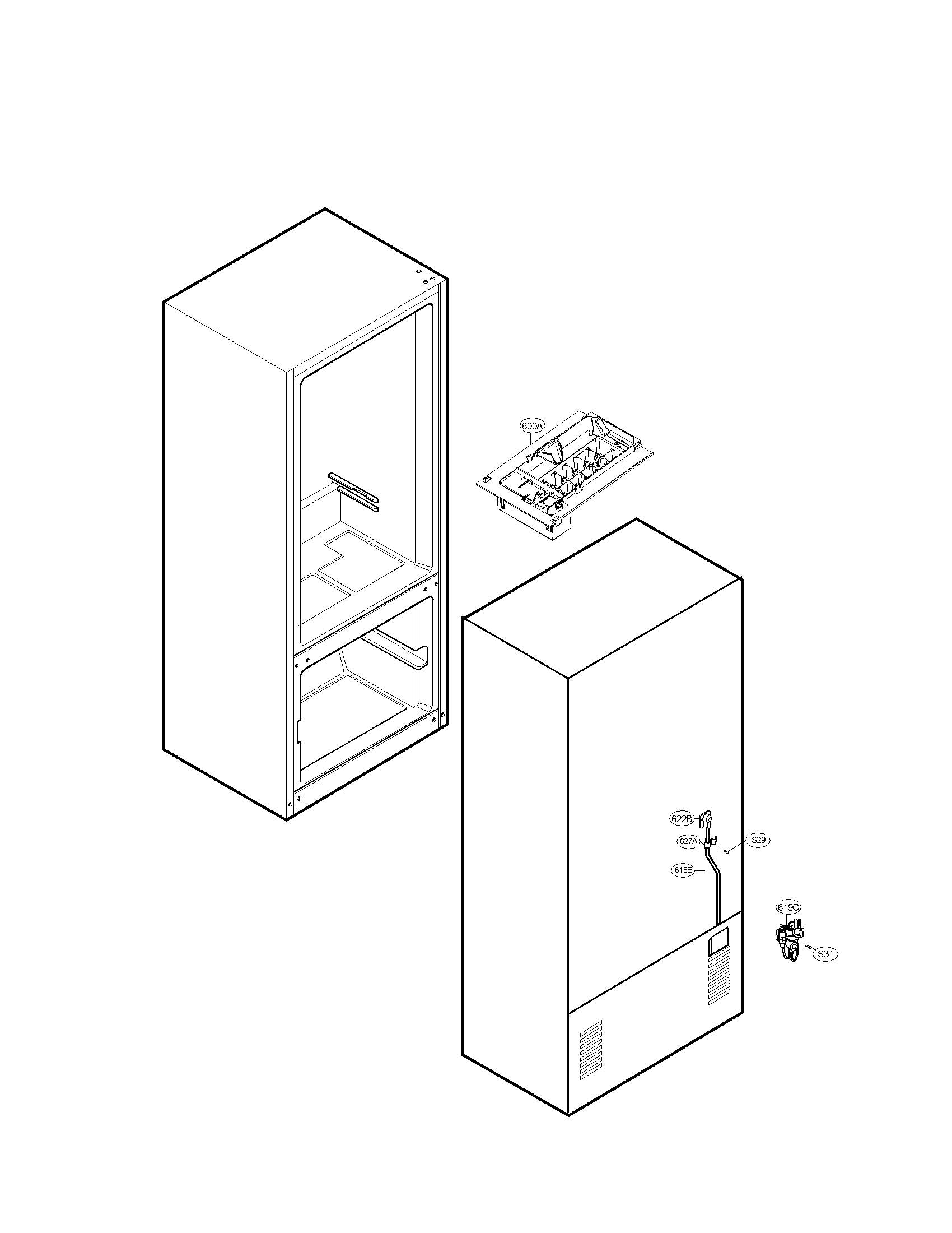Kenmore 79576204901 water and icemaker parts diagram