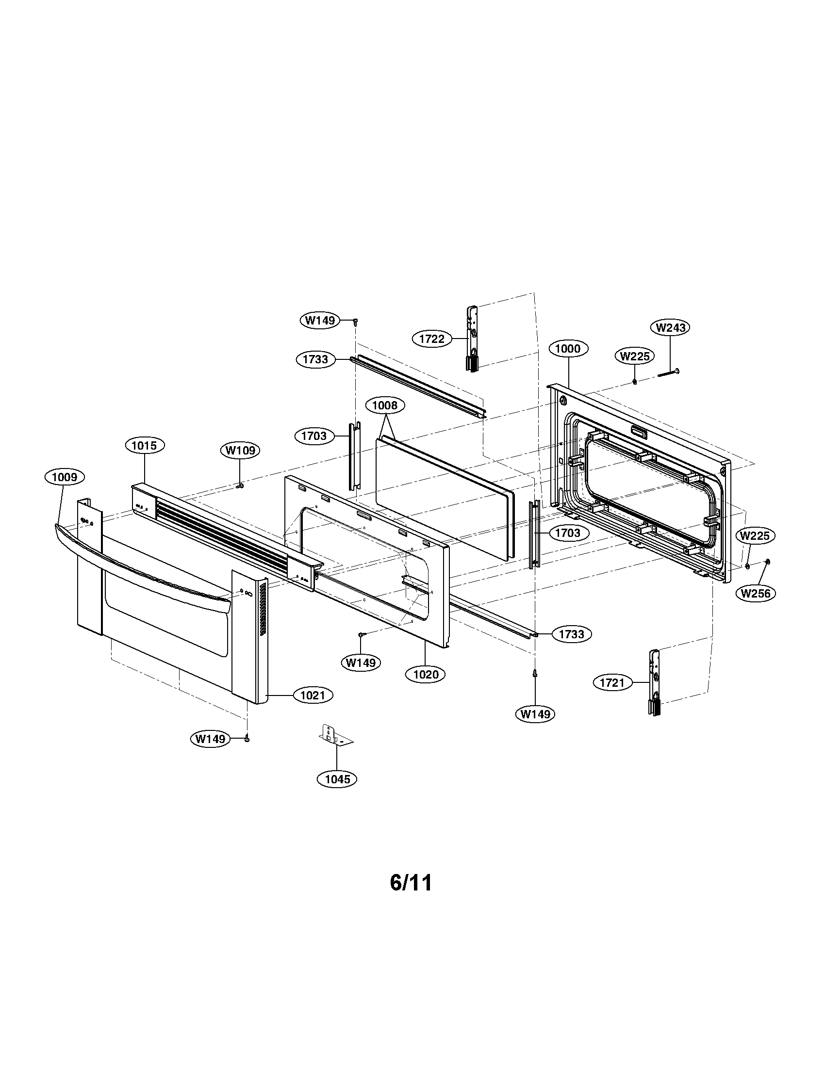LG LDE3015ST upper door parts diagram
