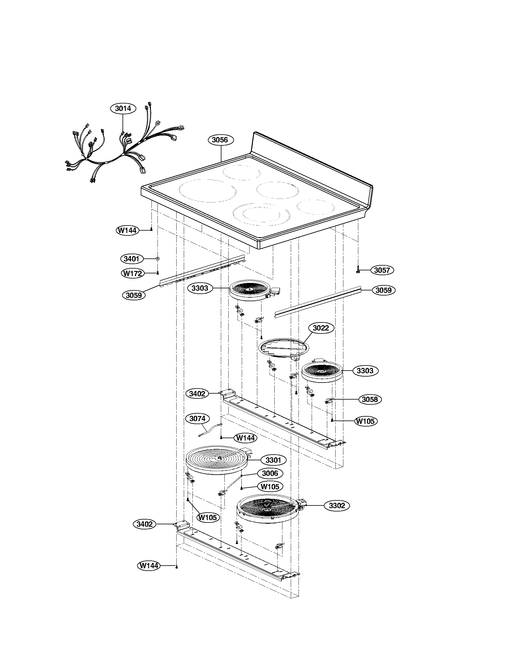 LG LDE3015ST cooktop parts diagram