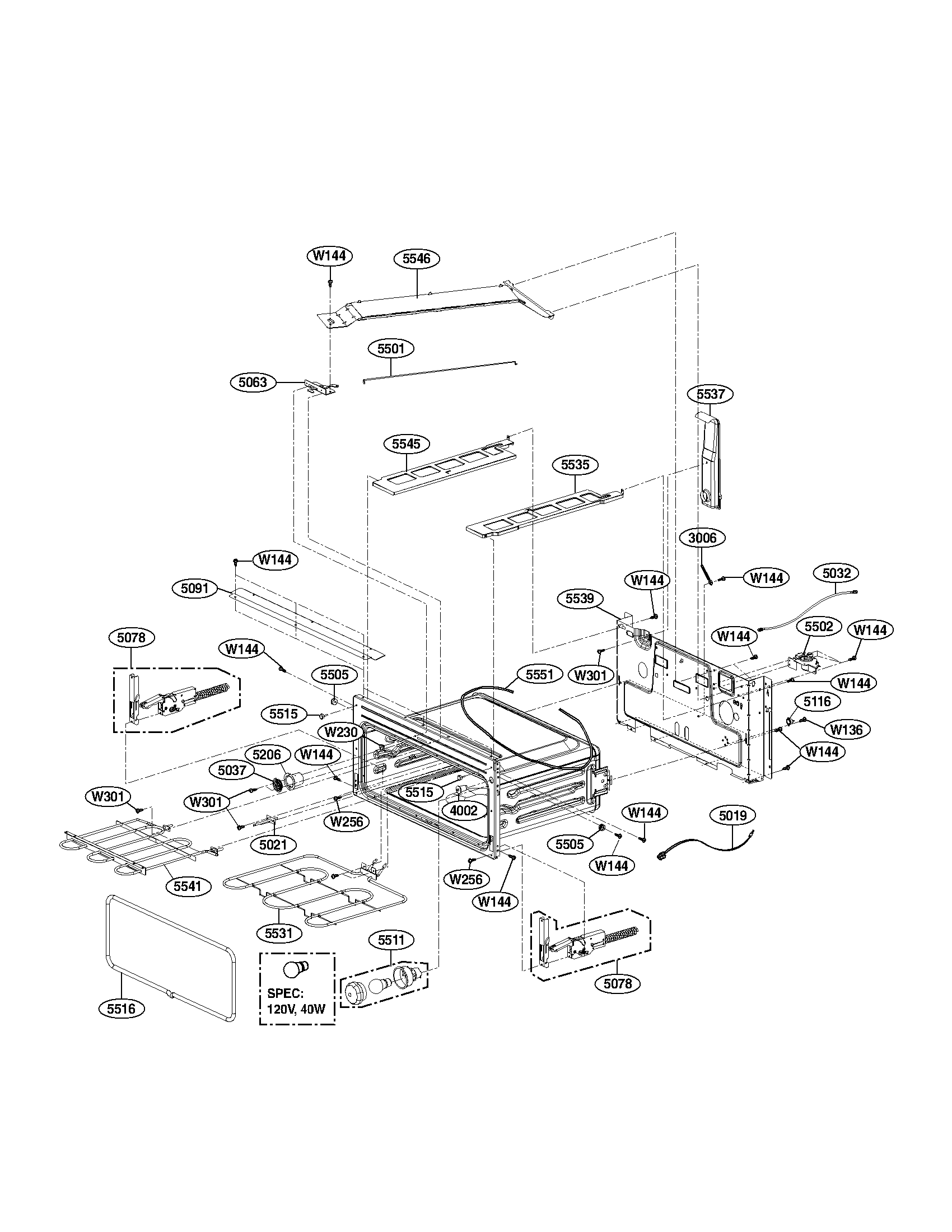 LG LDE3015ST upper cavity parts diagram