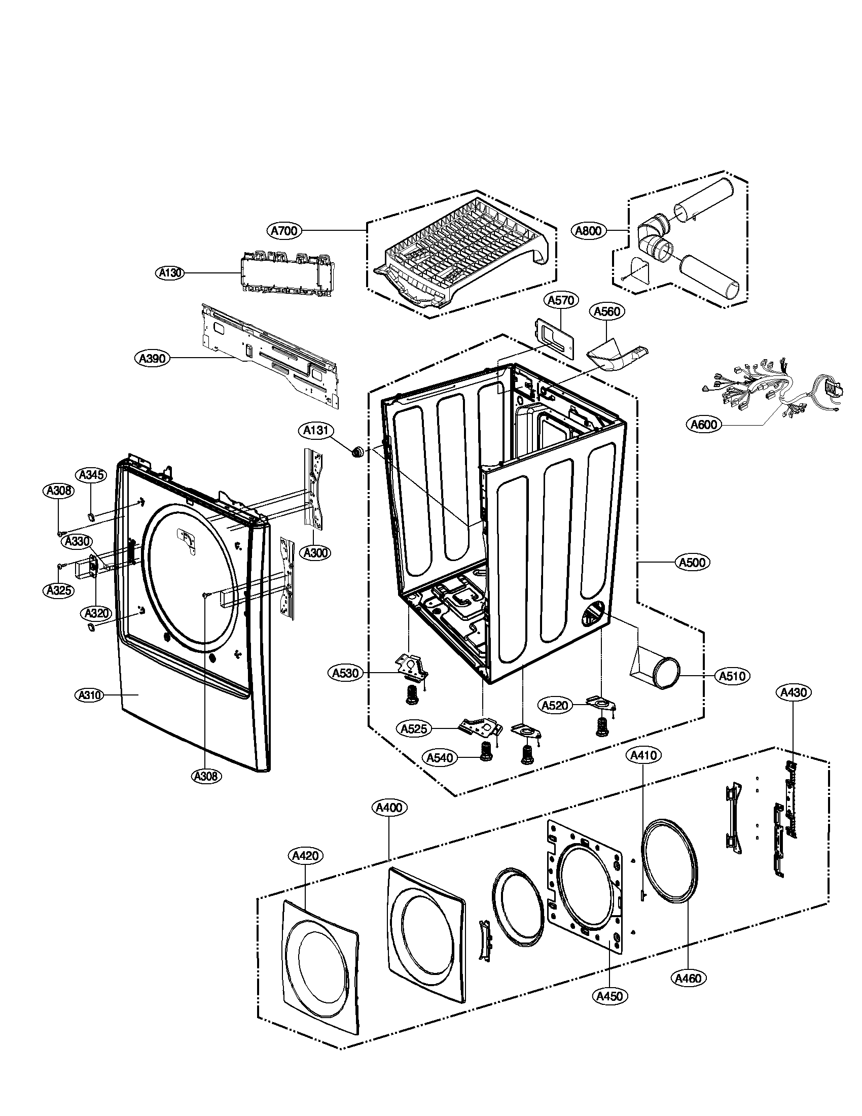 Kenmore Elite 79681538110 cabinet and door assembly parts diagram