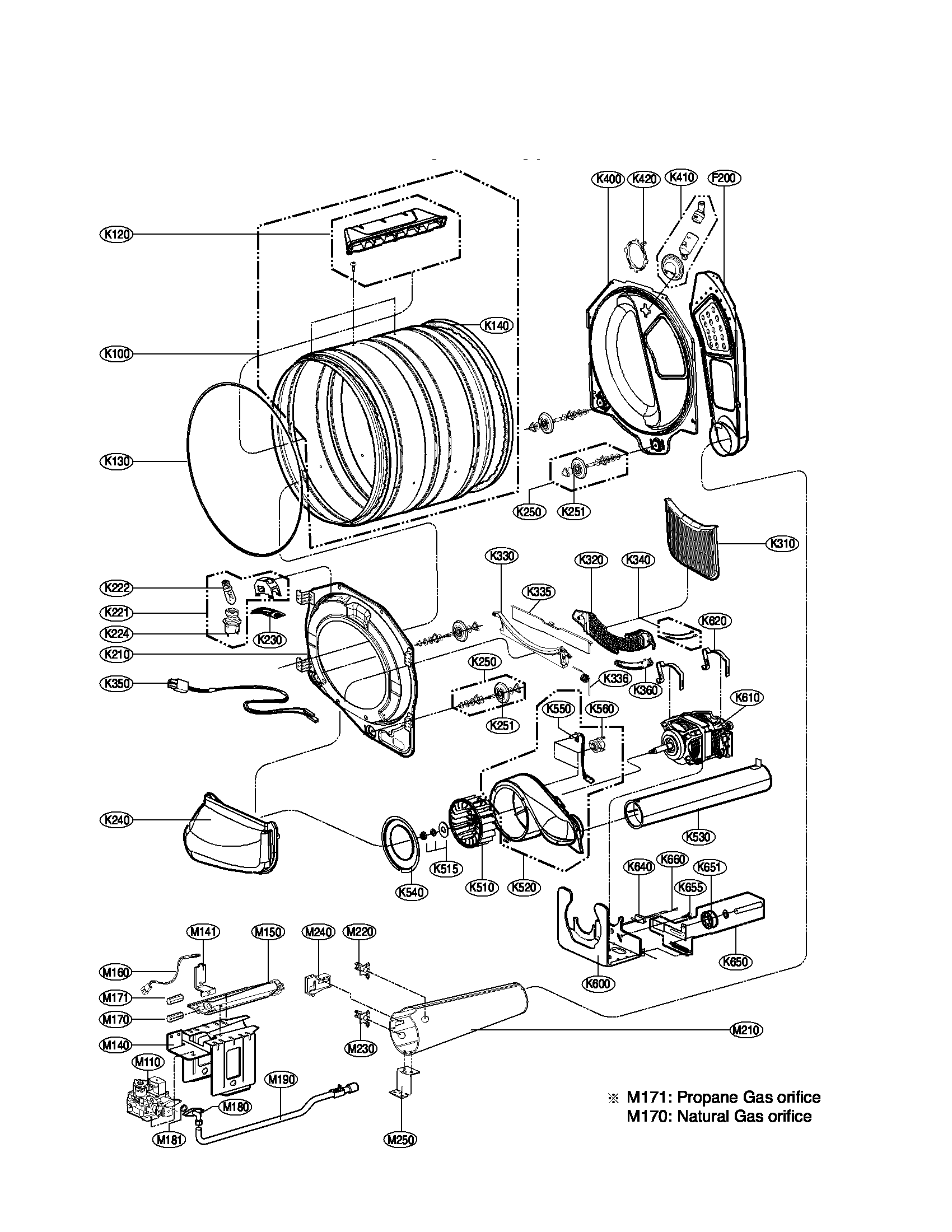 Kenmore Elite 79691548110 drum and motor assembly parts diagram