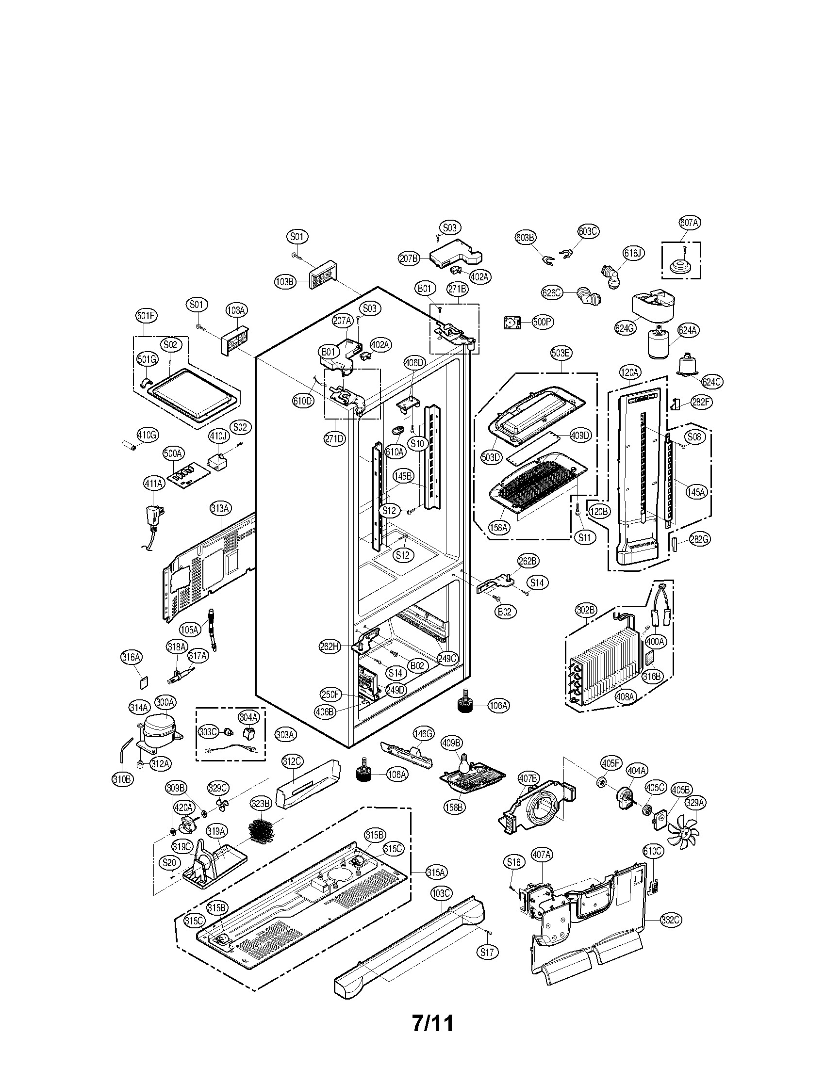 LG LFX25974SW/00 case parts diagram