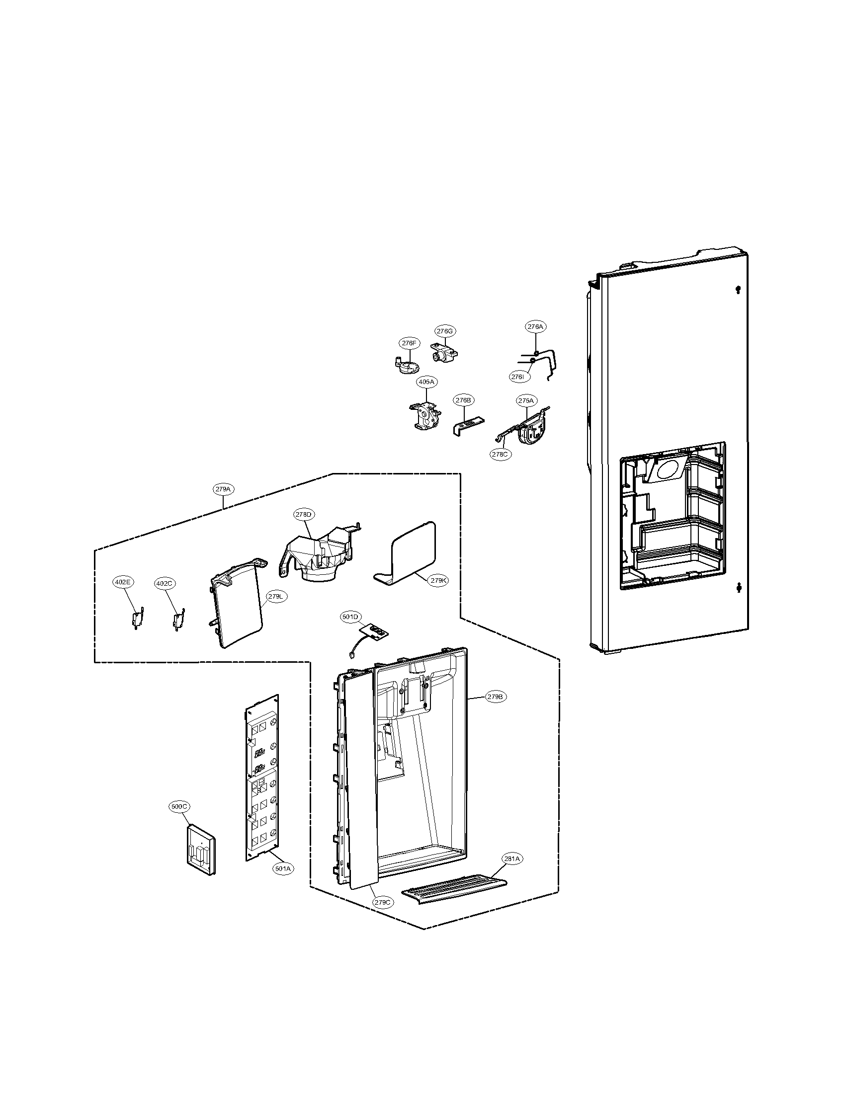 LG LFX31925SW/00 dispenser parts diagram