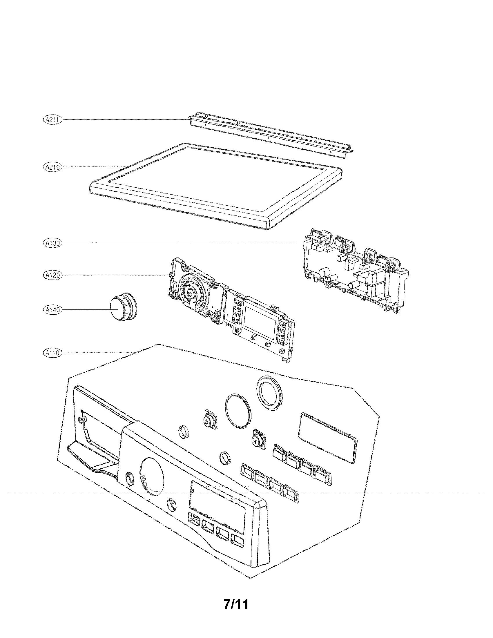 LG DLEX2450R control panel and plate assembly parts diagram