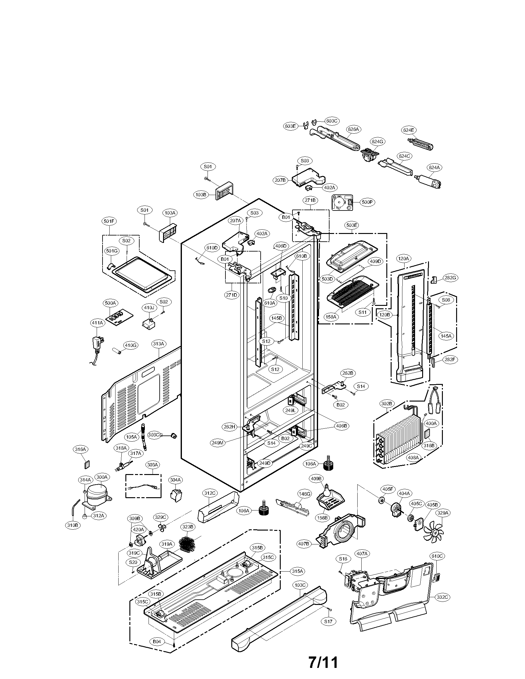 LG LMX25986ST/00 case parts diagram