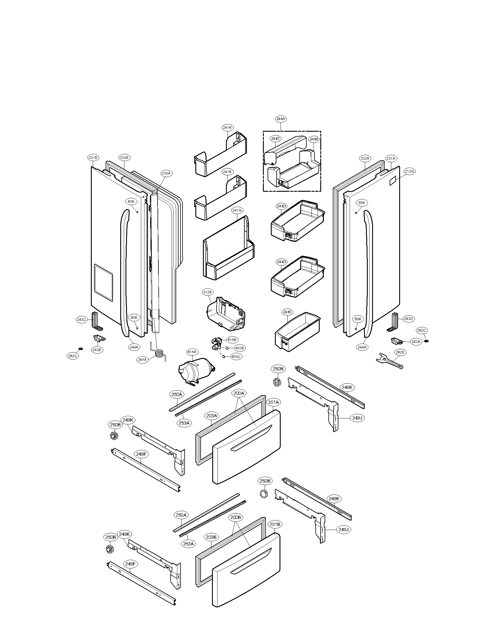 LG LMX25986ST/00 door parts diagram