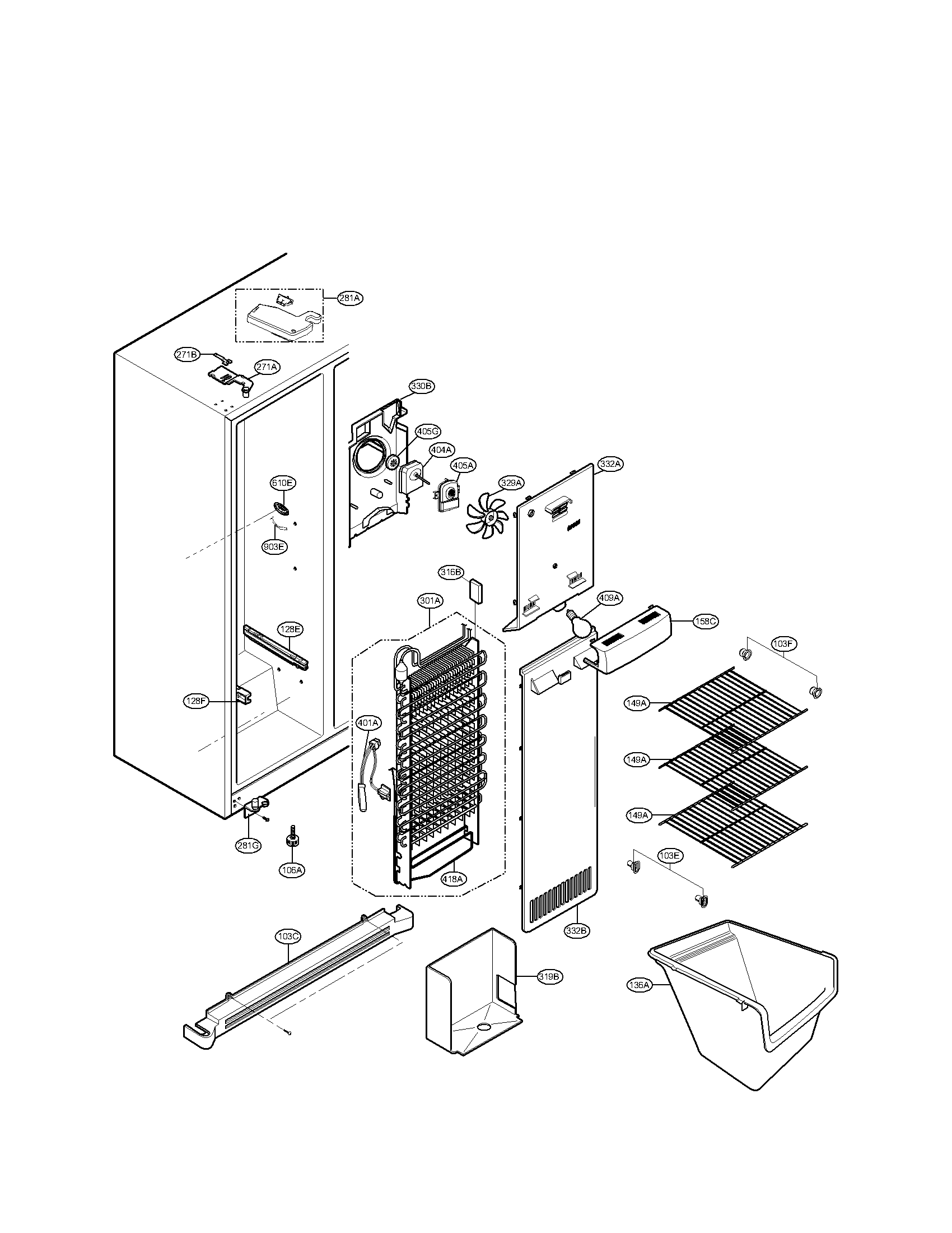 LG LSC27921SB05 freezer compartment parts diagram