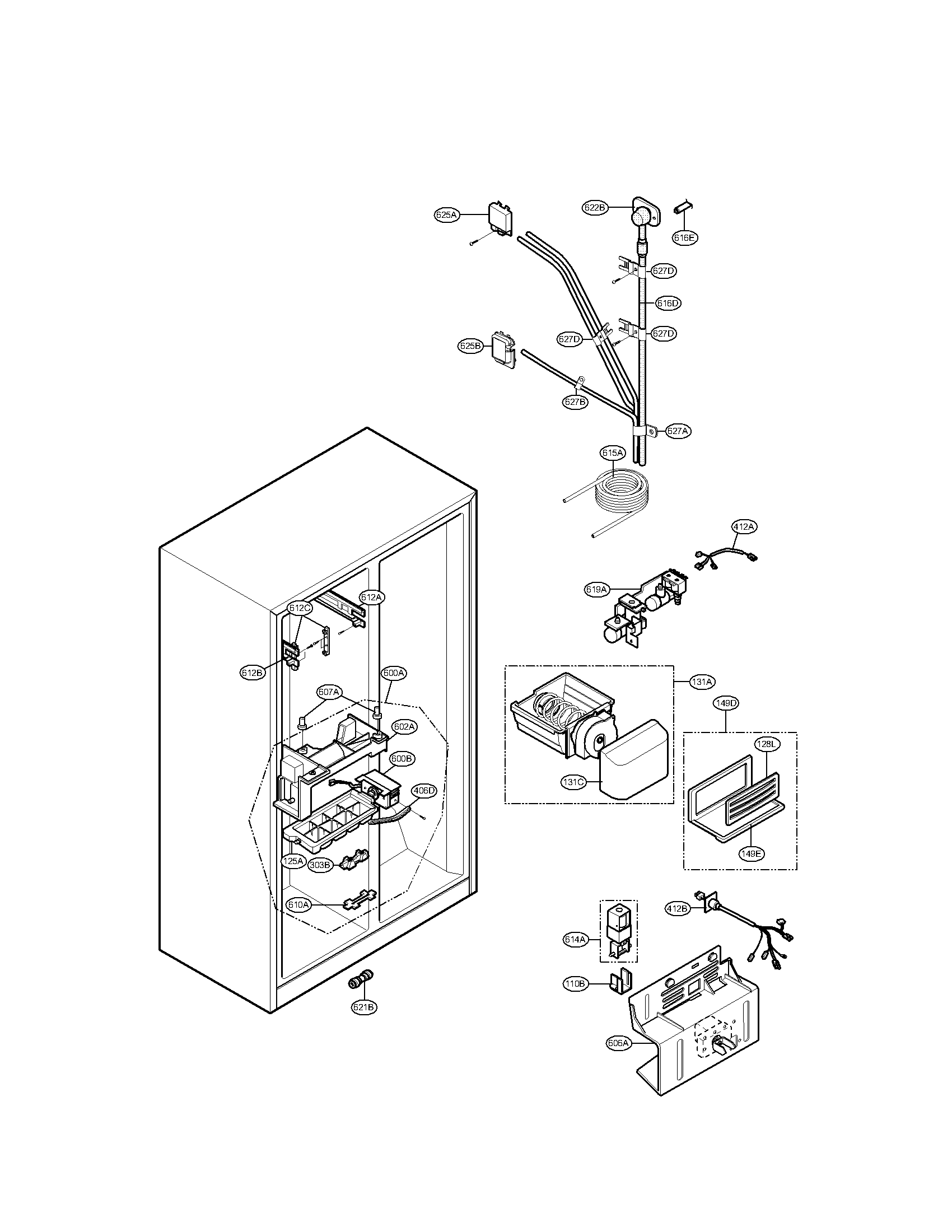 LG LSC27921SB05 ice and water parts diagram