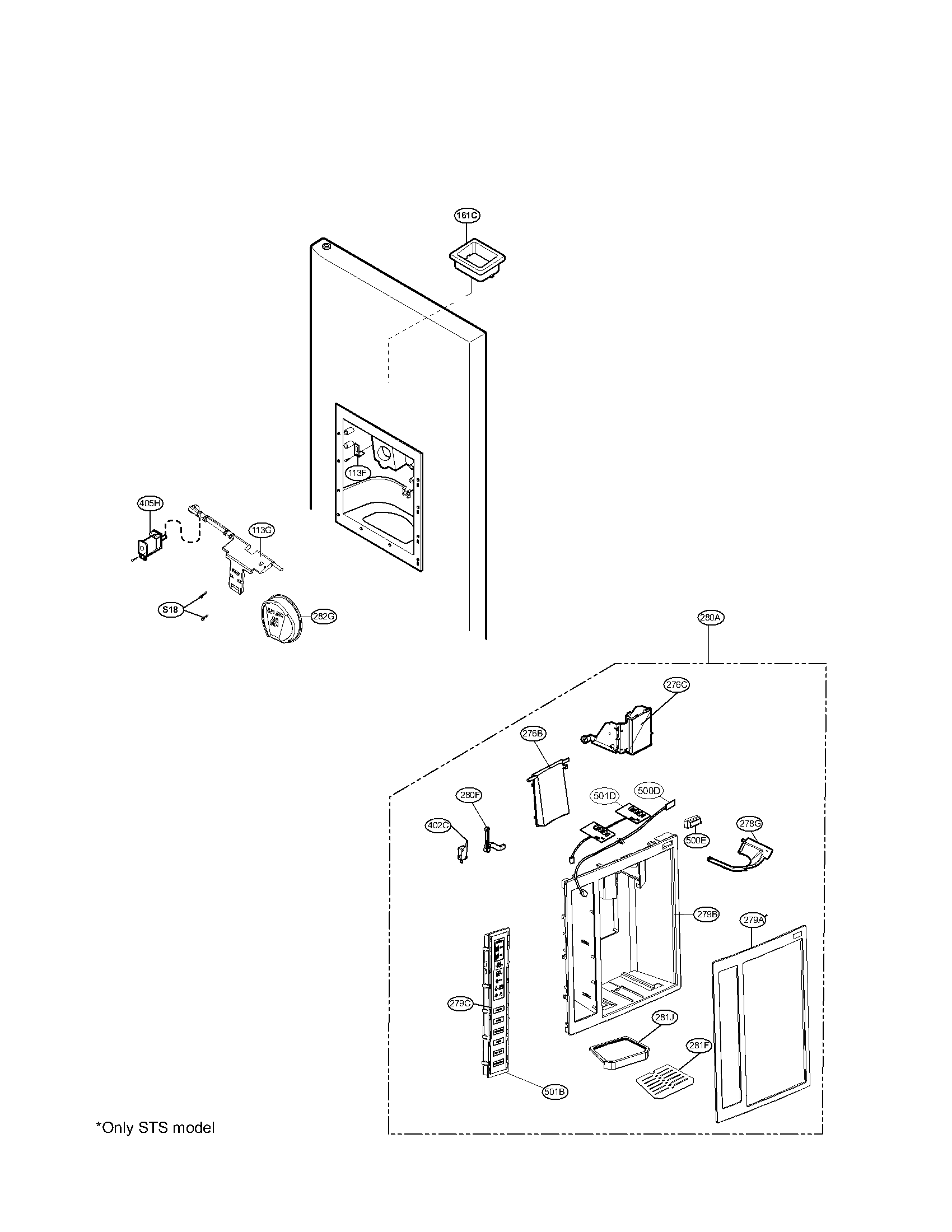LG LSC27921SB05 dispenser parts diagram