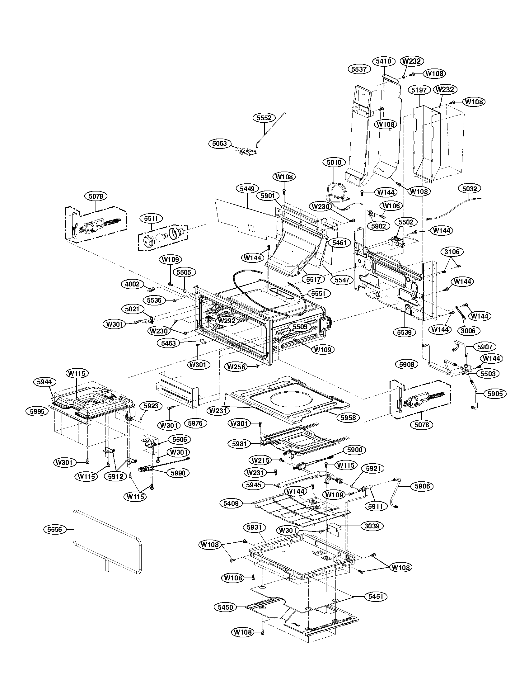 LG LDG3017ST/00 upper cavity parts diagram