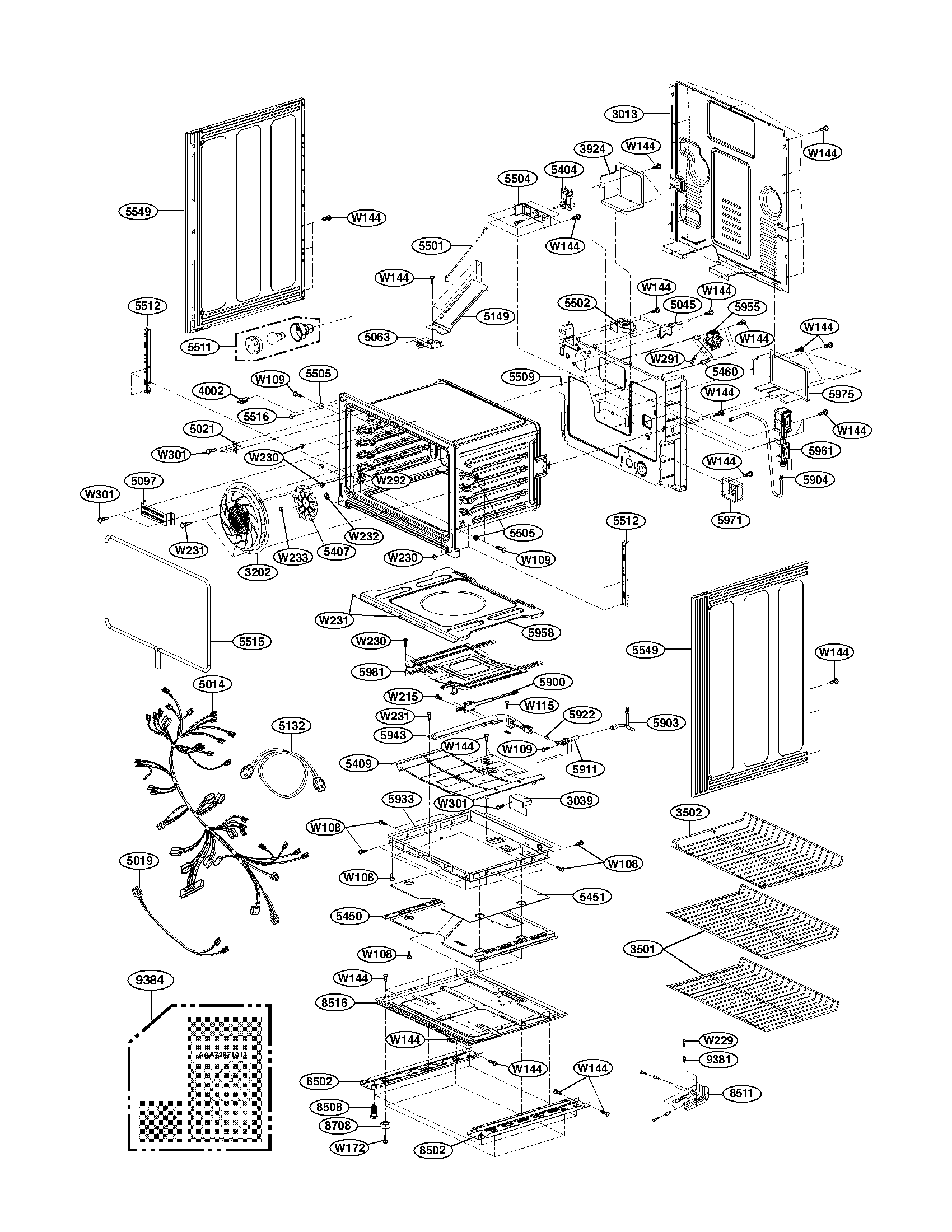 LG LDG3017ST/00 lower cavity parts diagram