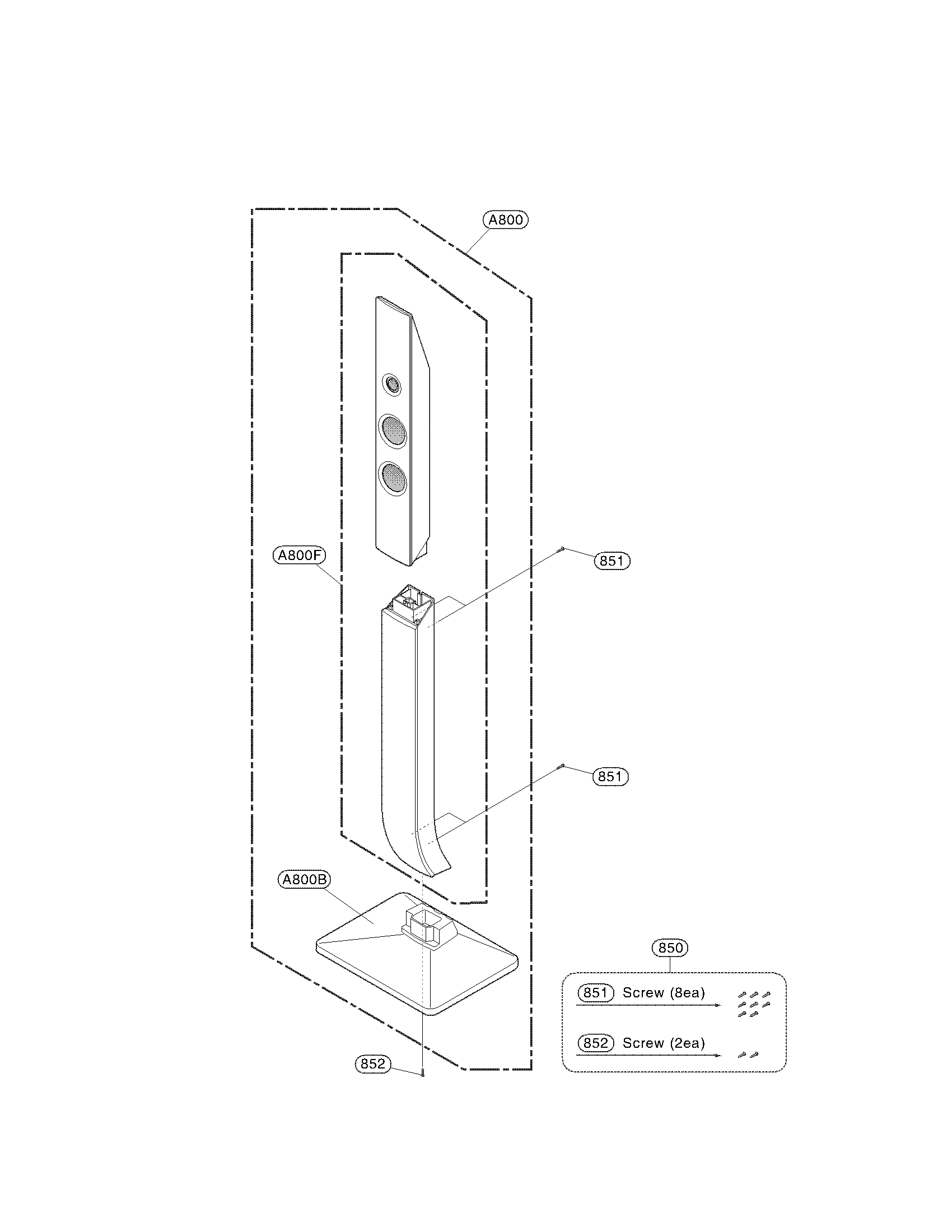LG LHB976 front speaker parts diagram