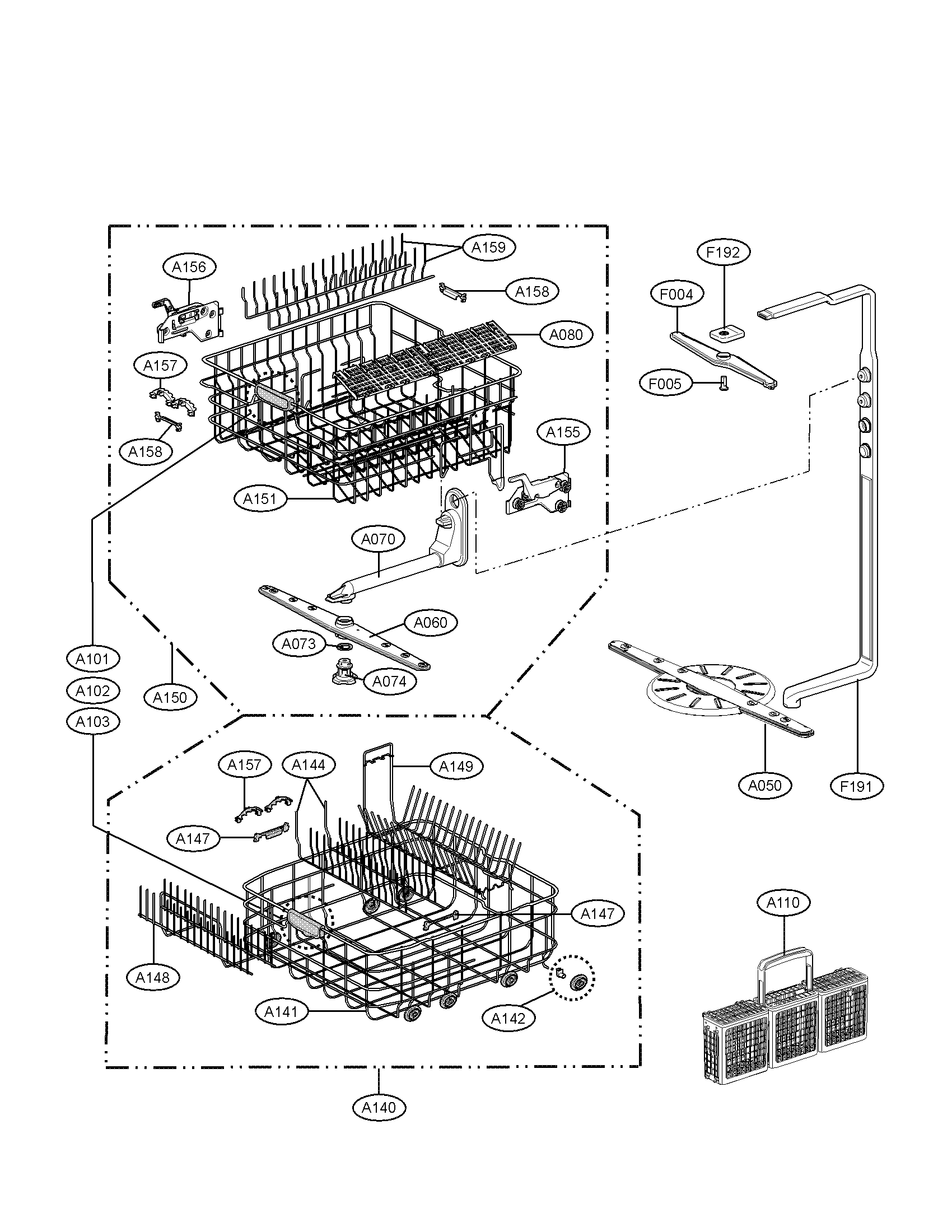 LG LSDF795ST rack assembly parts diagram