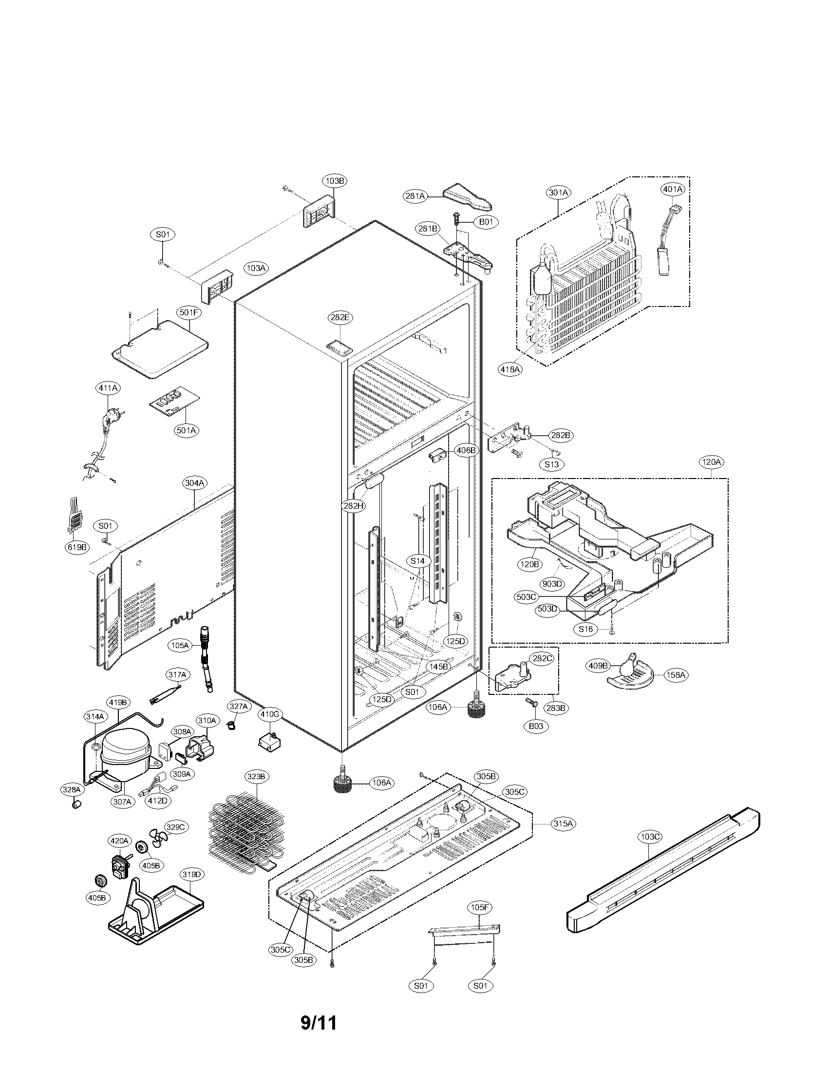 LG LTC19340SW case parts diagram