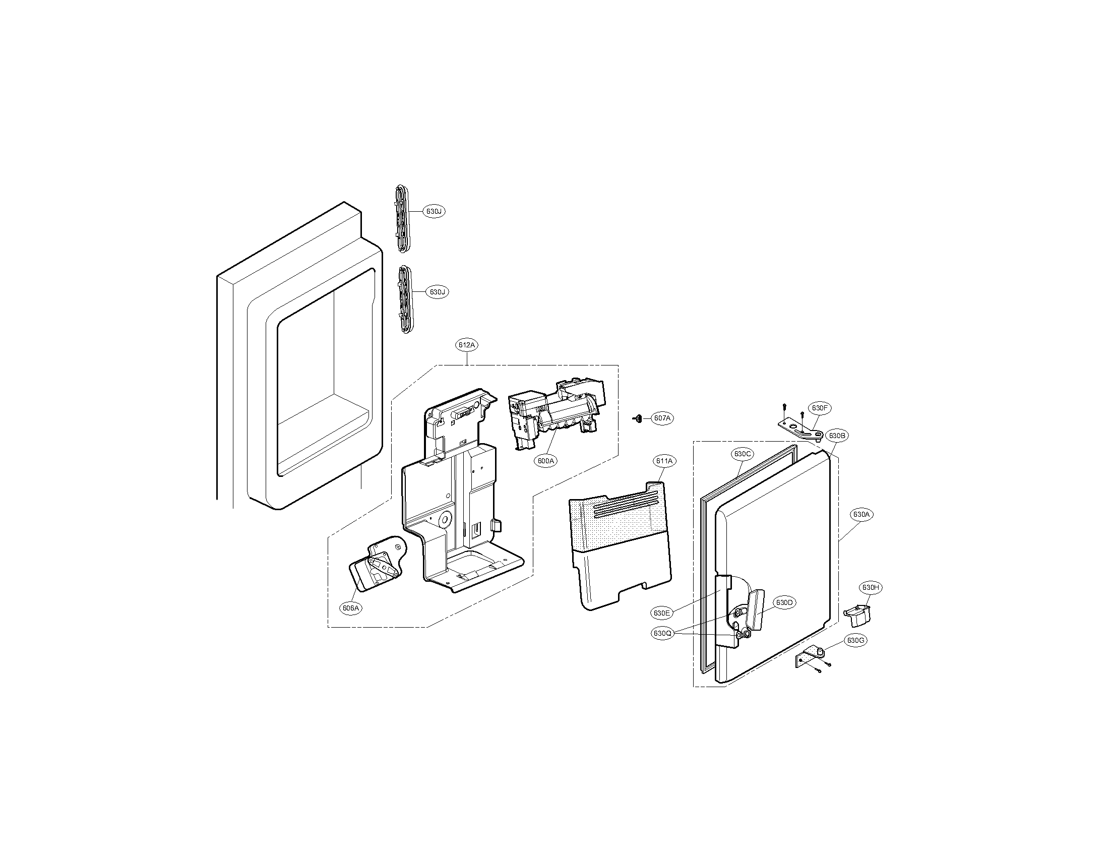 Kenmore 79572033111 ice maker and ice bank parts diagram