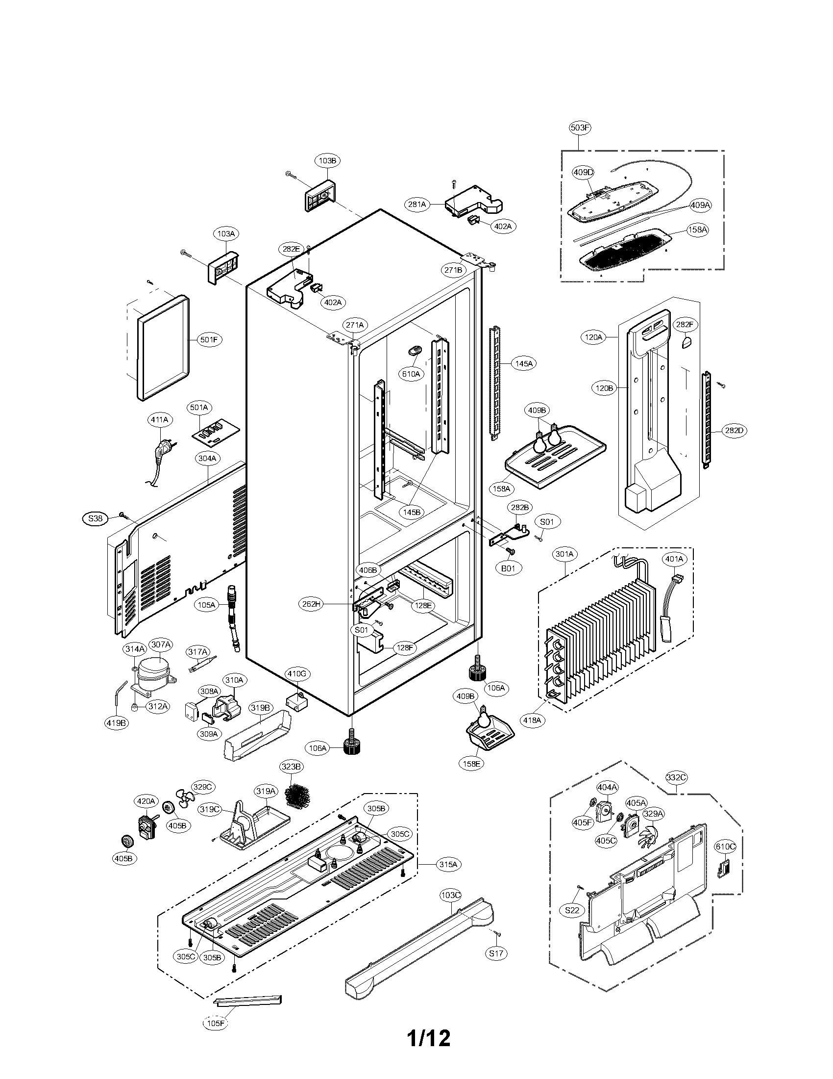 LG LFC25765ST/00 case parts diagram