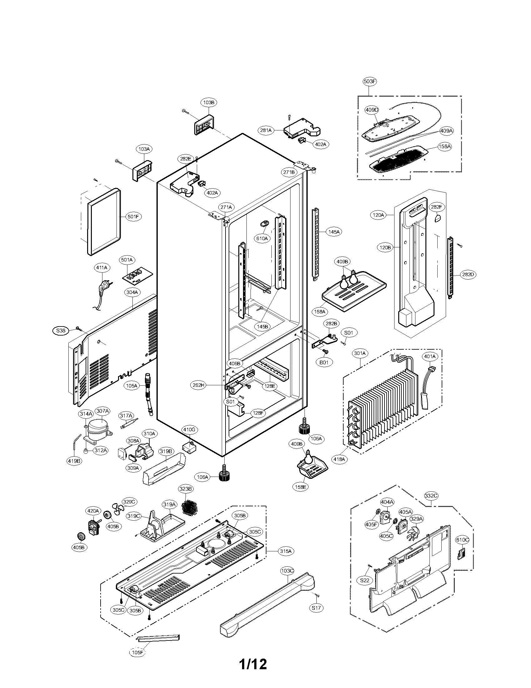 LG LFC25765SW/00 case parts diagram