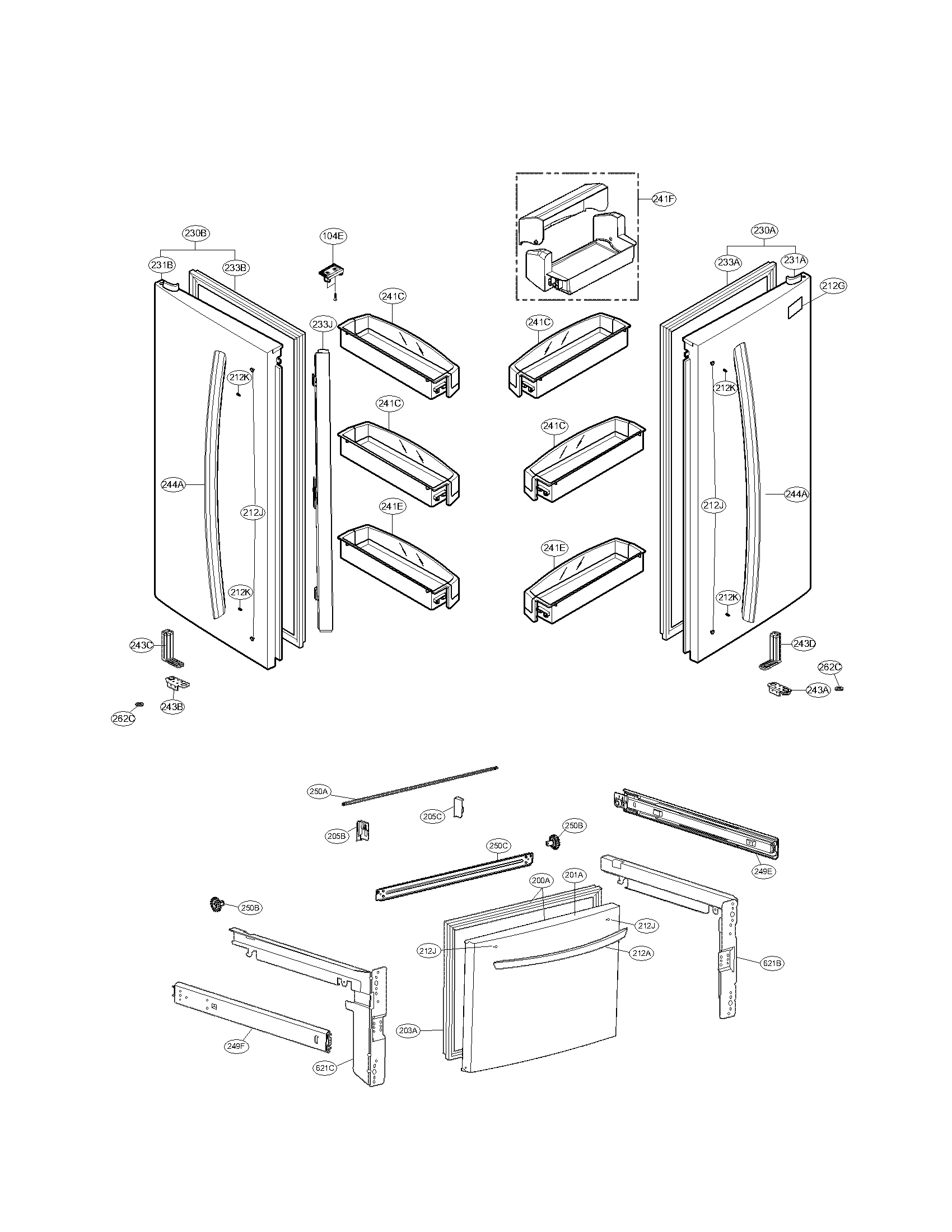 LG LFC25765SW/00 door parts diagram