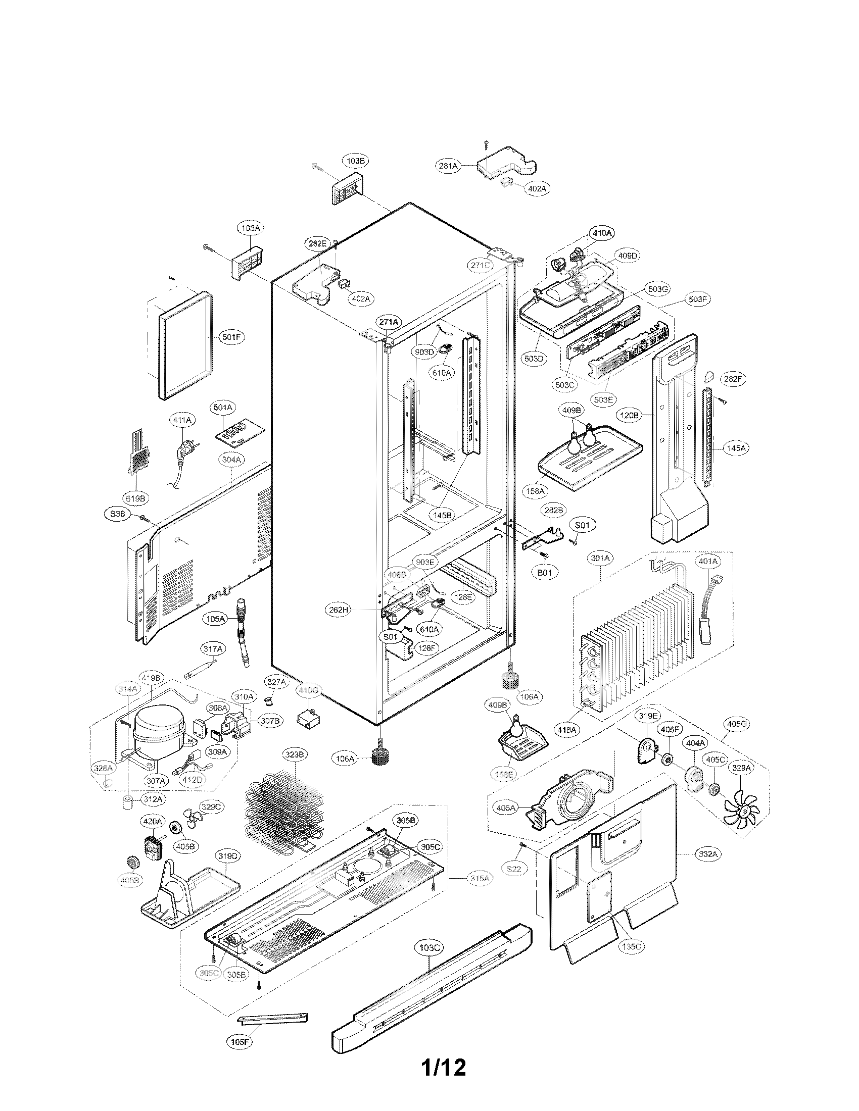 Kenmore 79571303010 case parts diagram