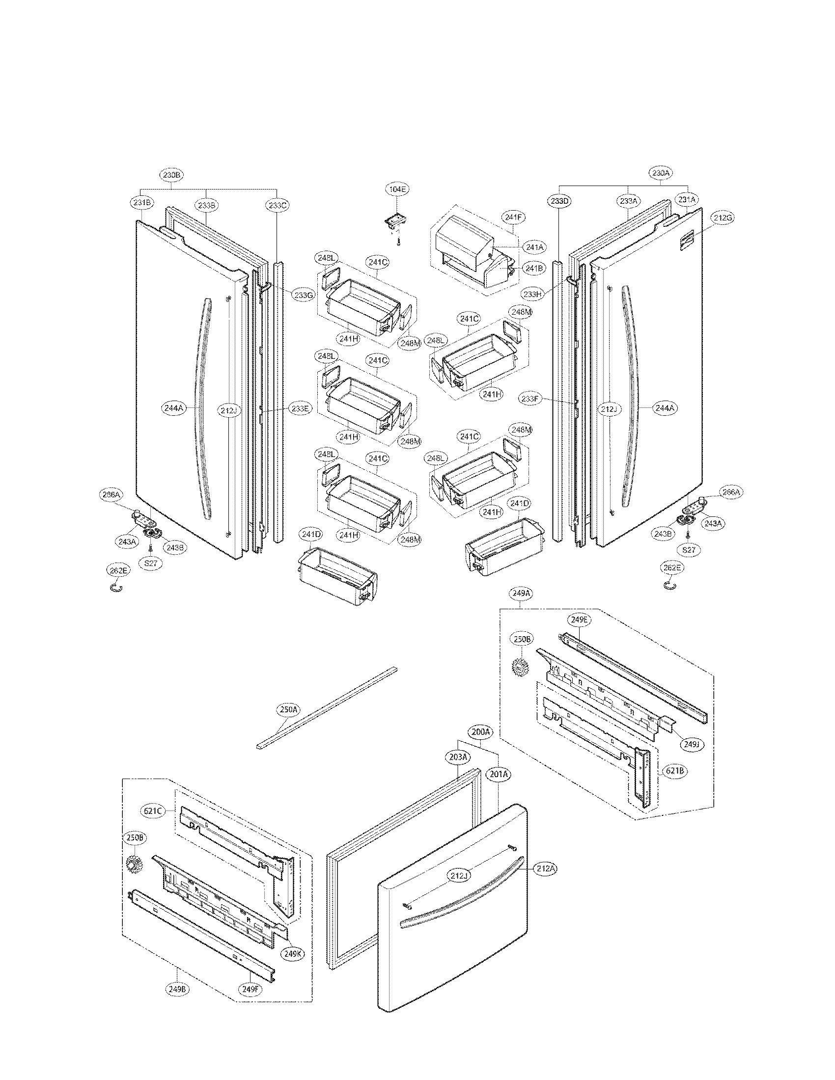 Kenmore 79571303010 door parts diagram