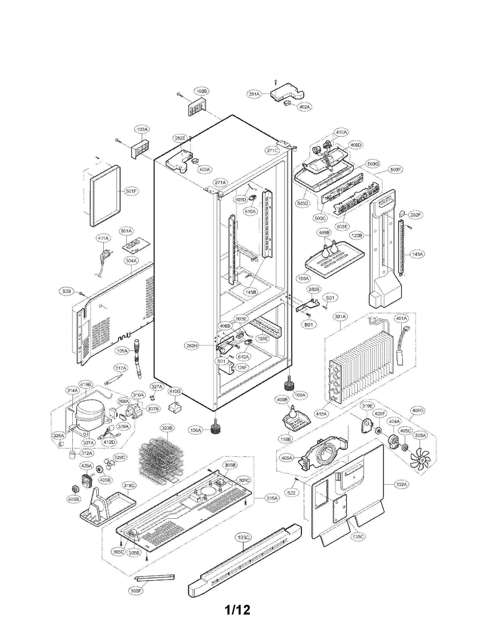 Kenmore 79571306011 case parts diagram