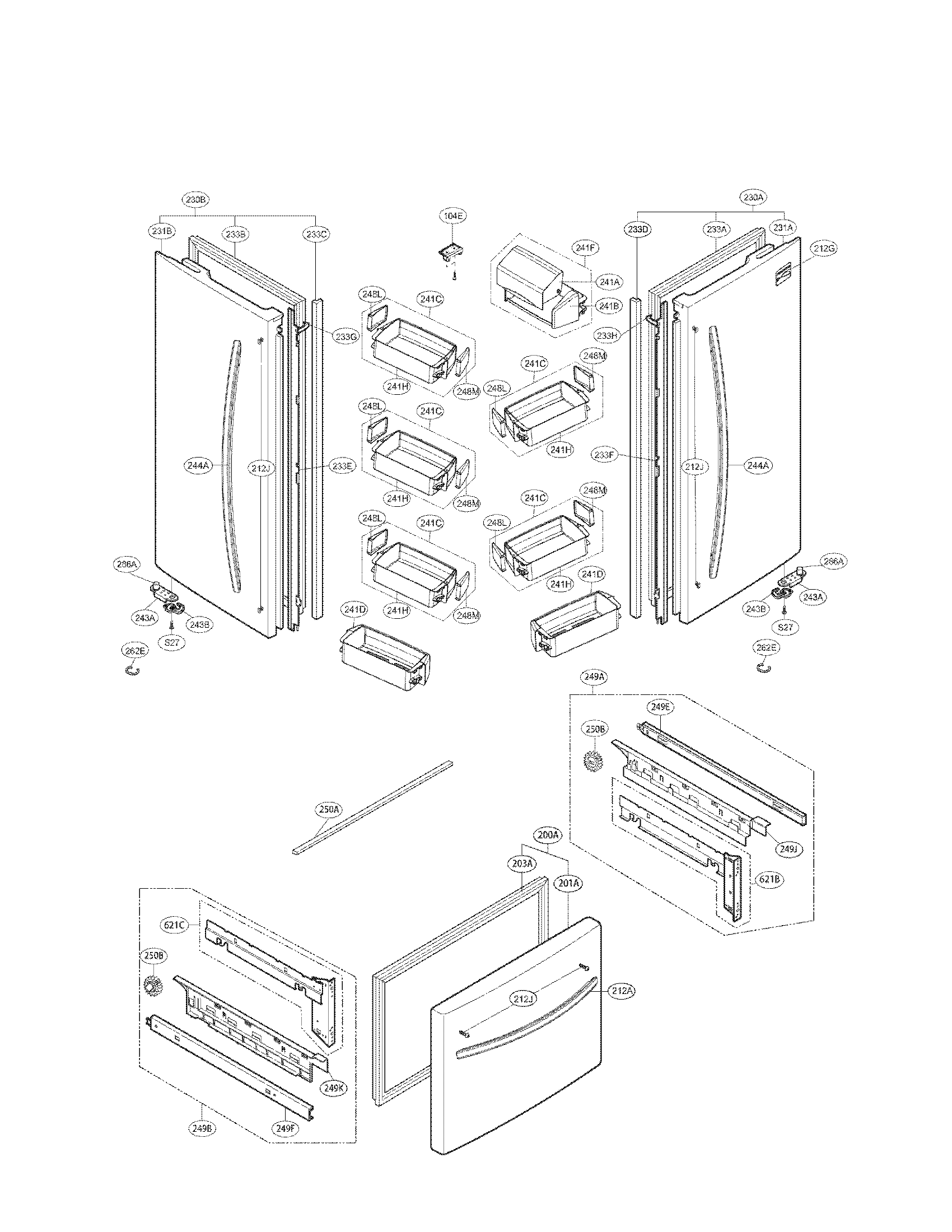 Kenmore 79571306011 door parts diagram