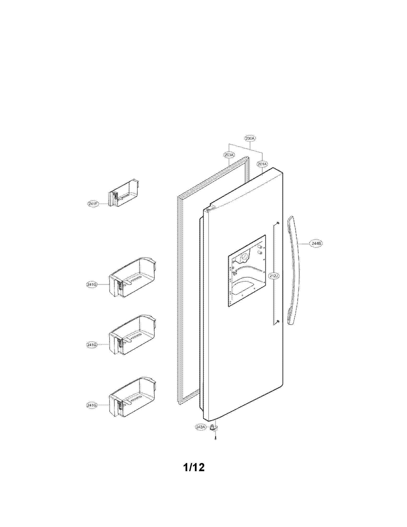 LG LSC23924SB freezer door parts diagram