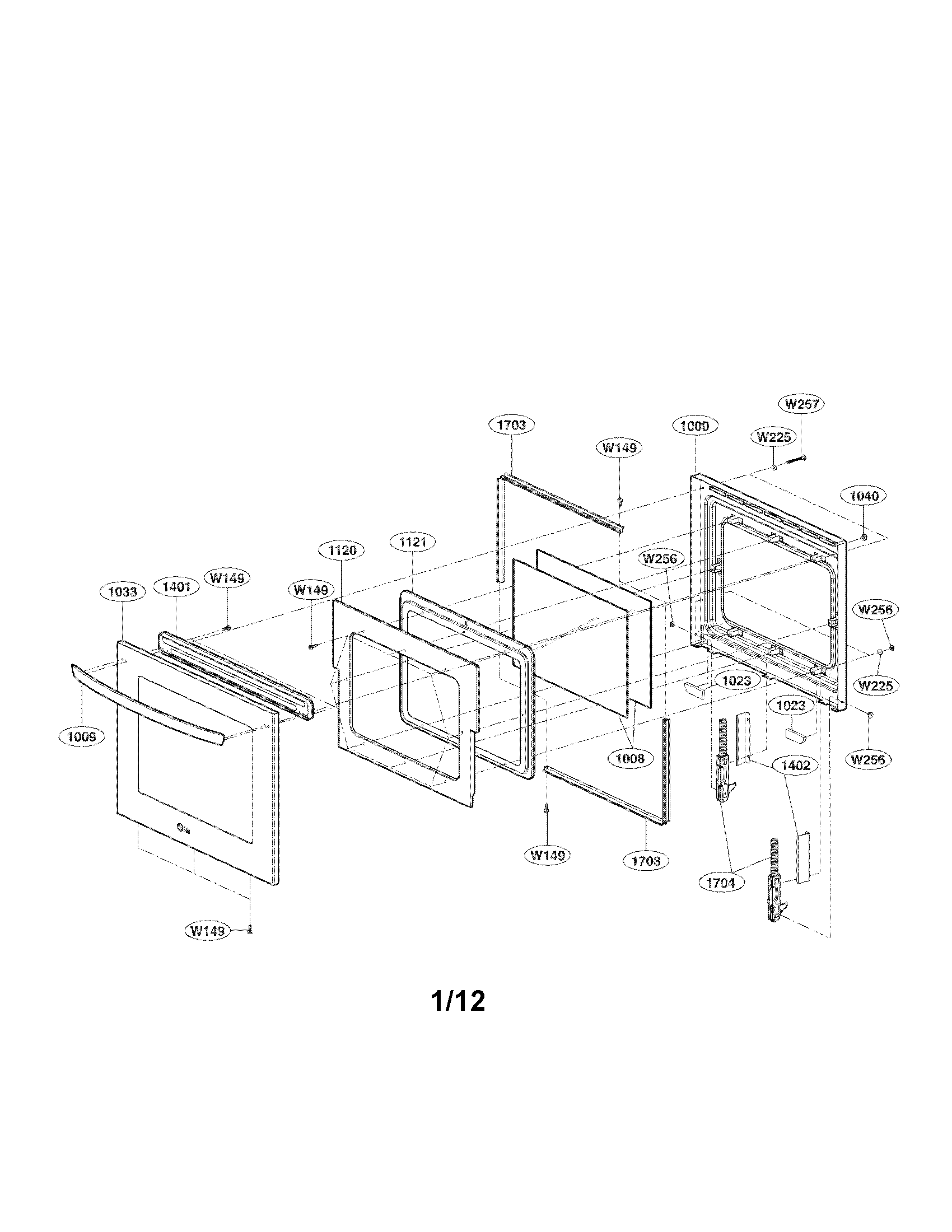LG LWD3010ST upper door parts diagram