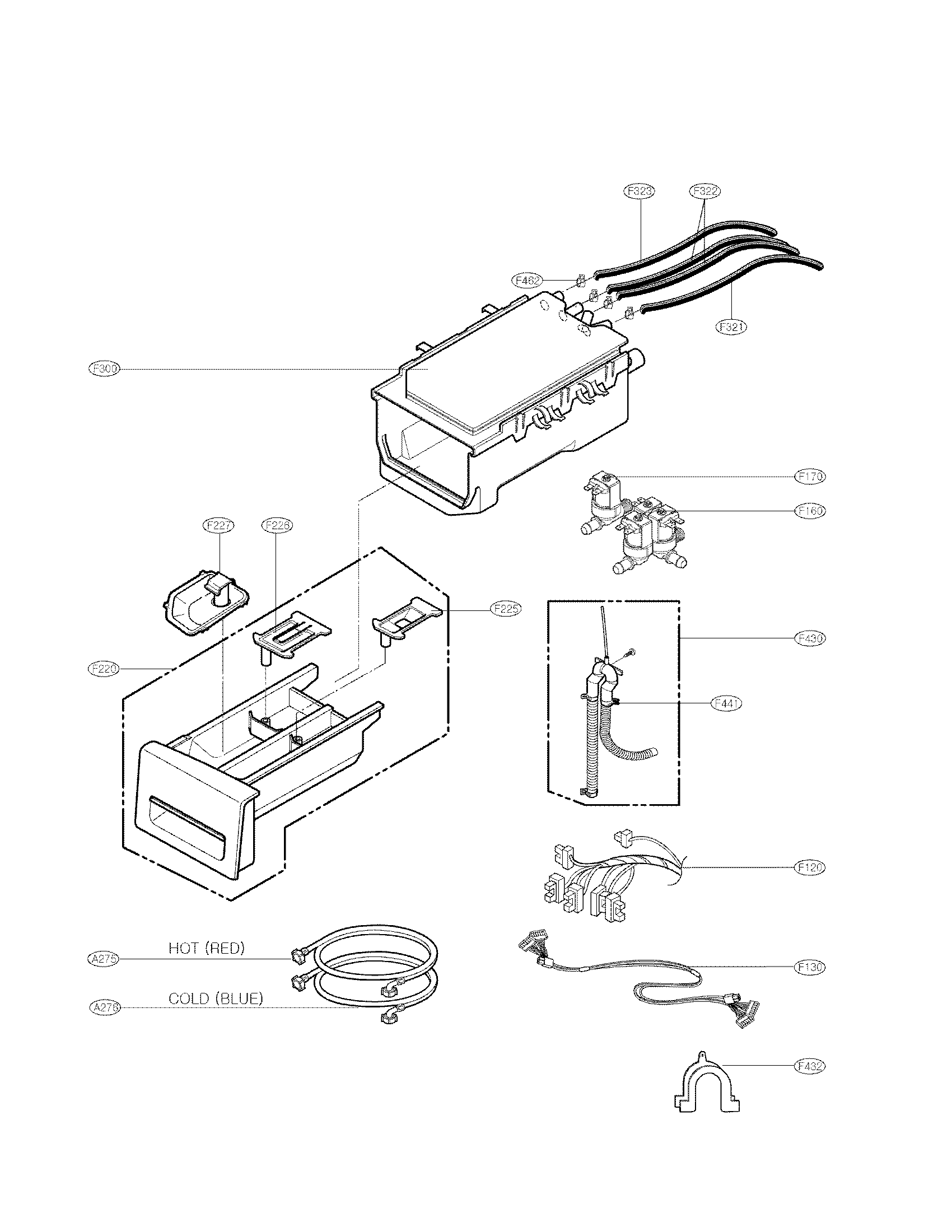 LG WM2277HW/00 dispenser assembly parts diagram