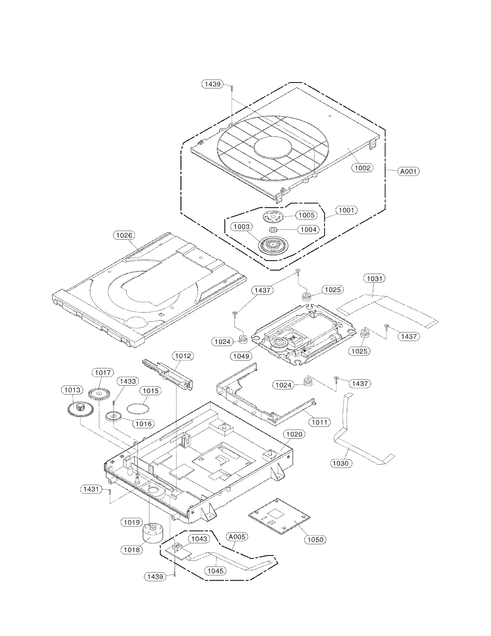LG BD650 deck mechanism parts diagram