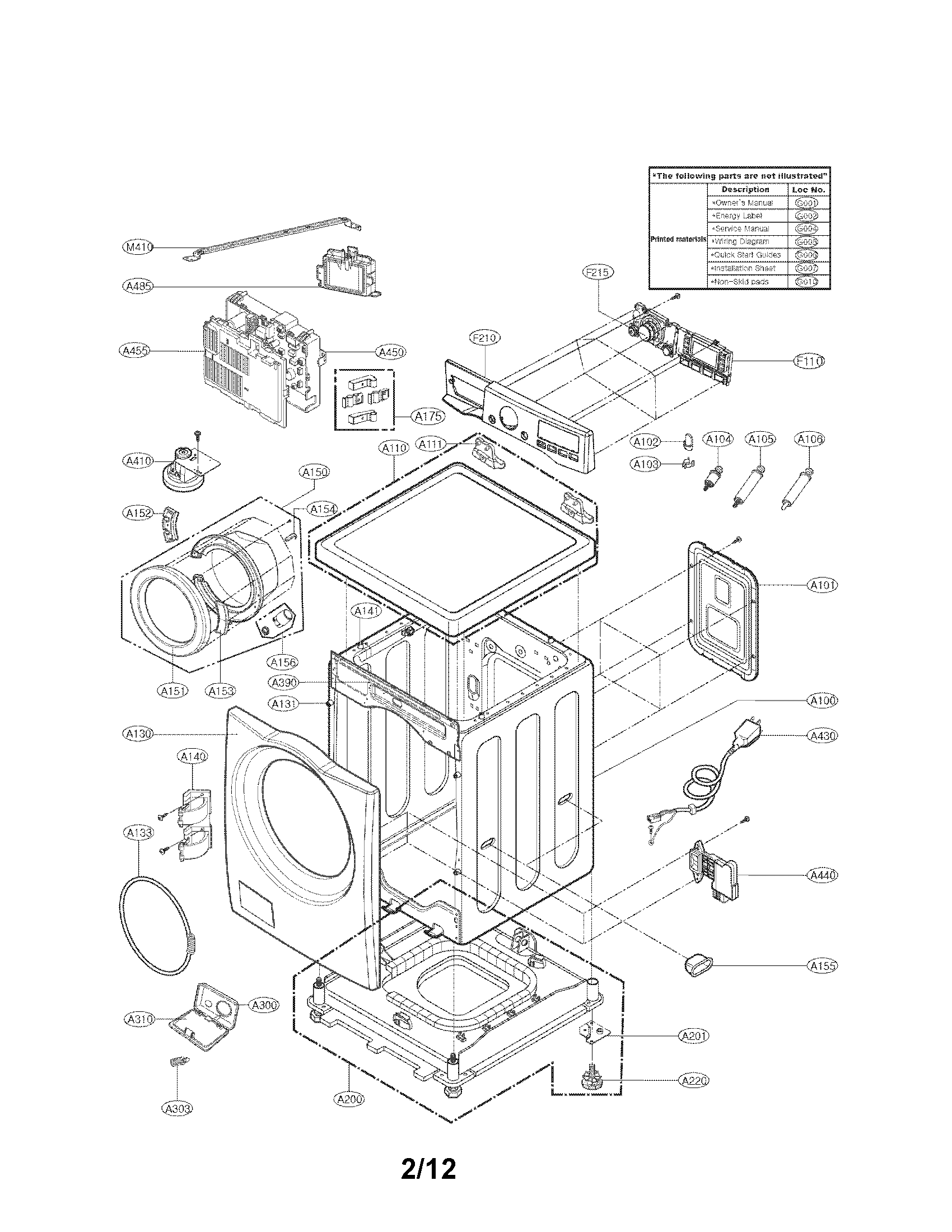 LG WM3070HRA/00 cabinet and control panel assembly parts diagram