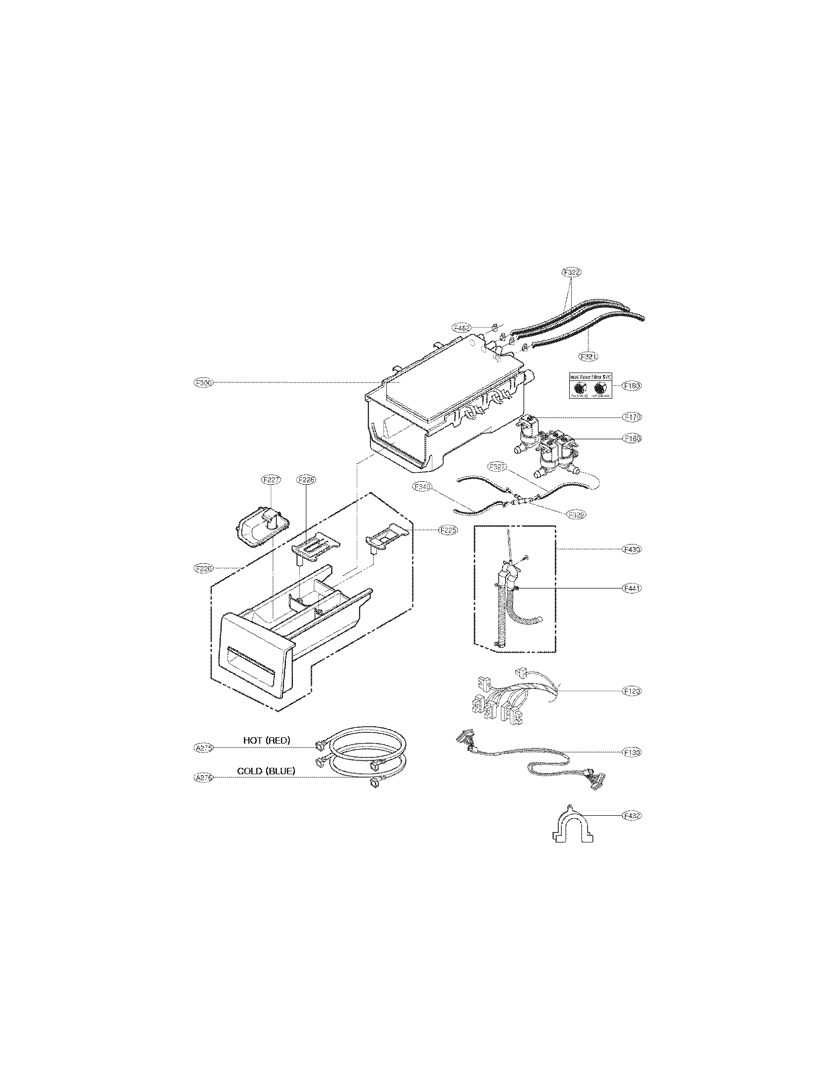 LG WM3070HRA/00 dispenser assembly parts diagram