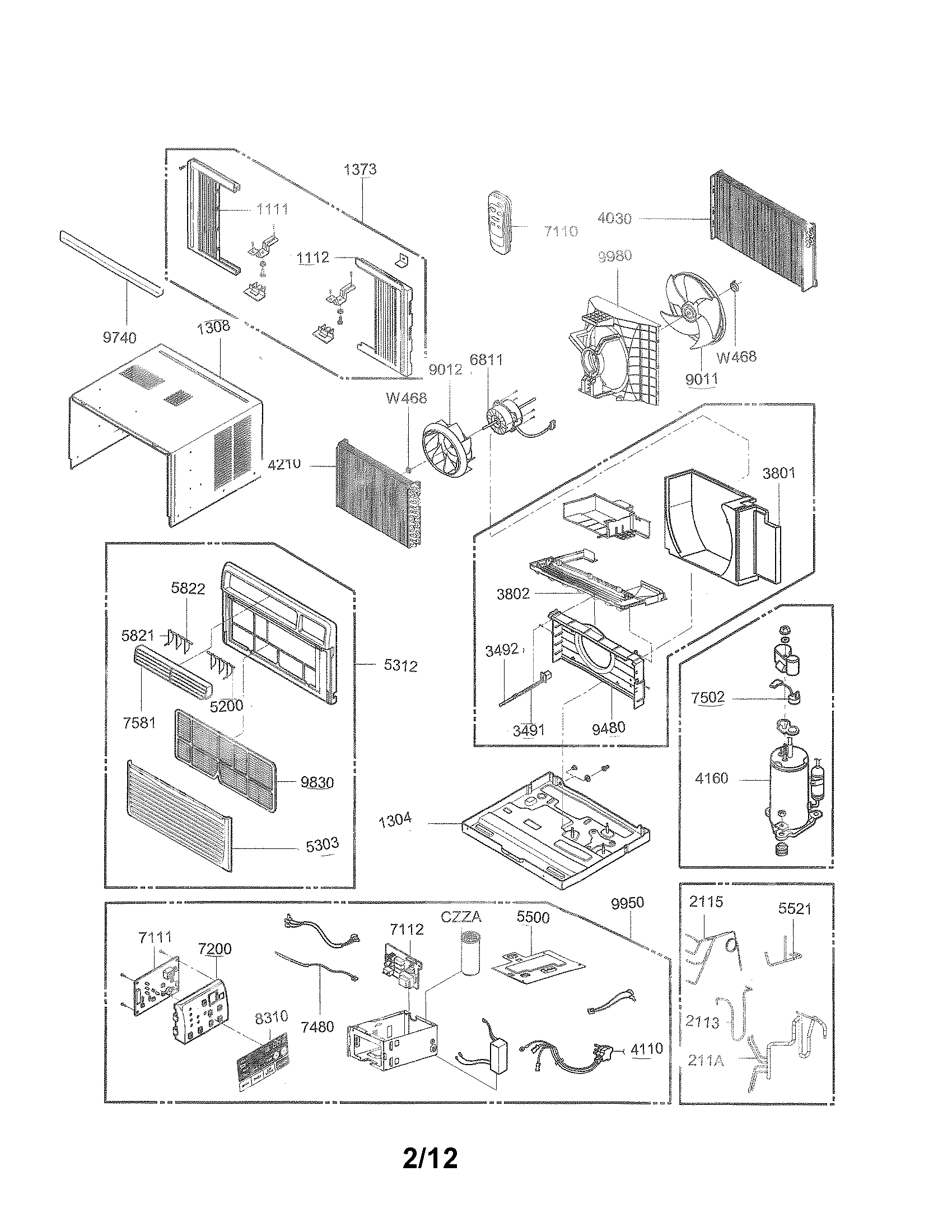 LG LW8011ER exploded view part diagram