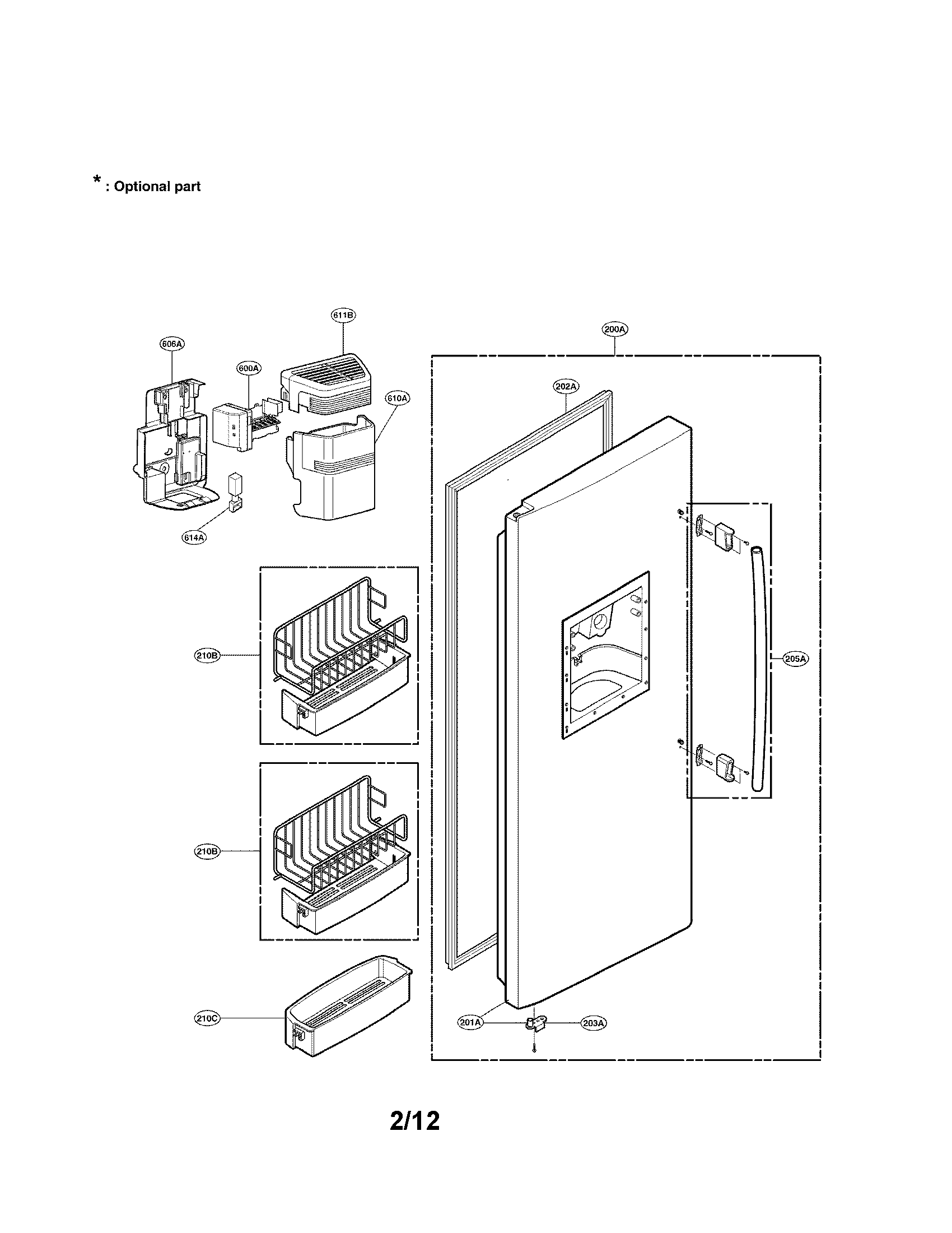 LG LSC27950ST freezer door parts diagram