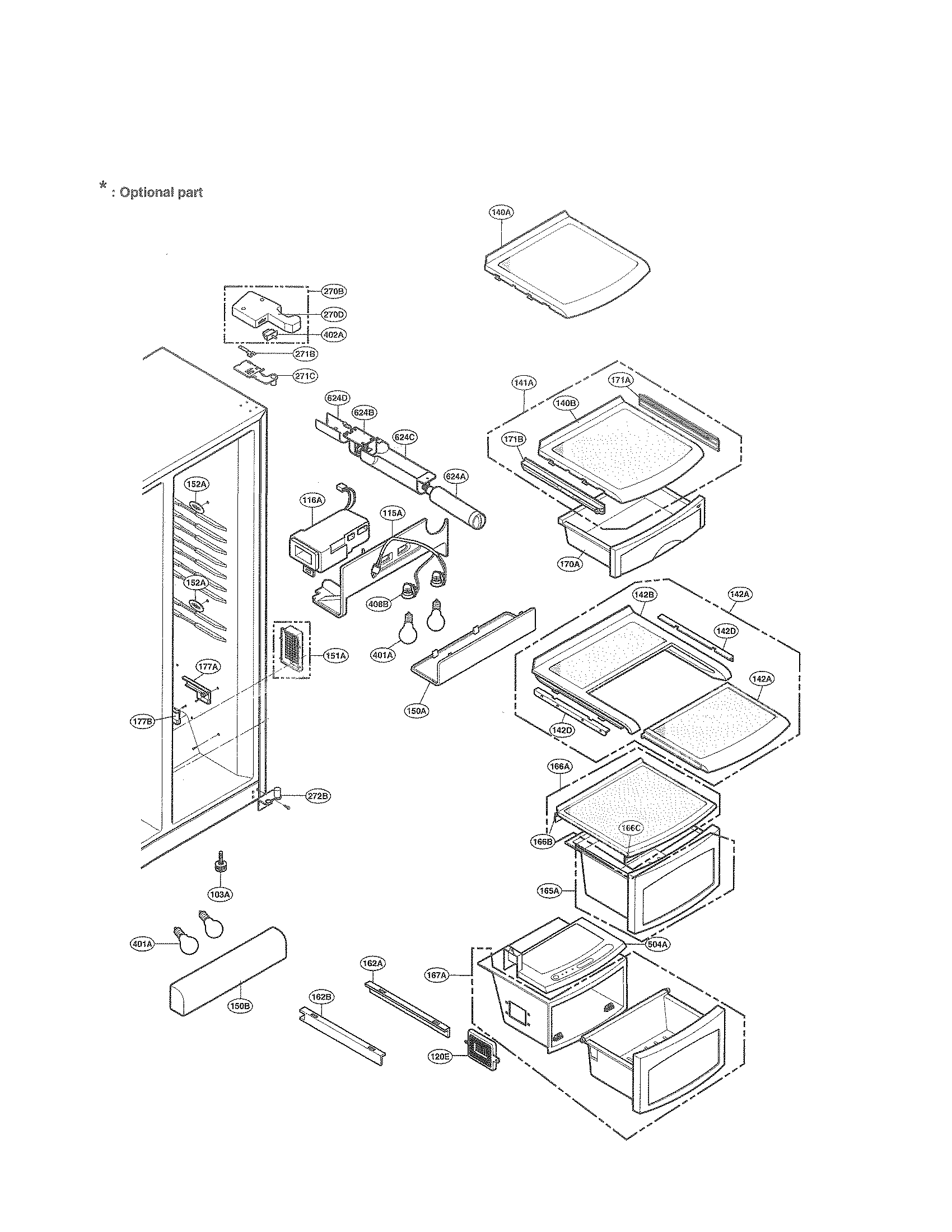 LG LSC27950ST refrigerator compartment parts diagram
