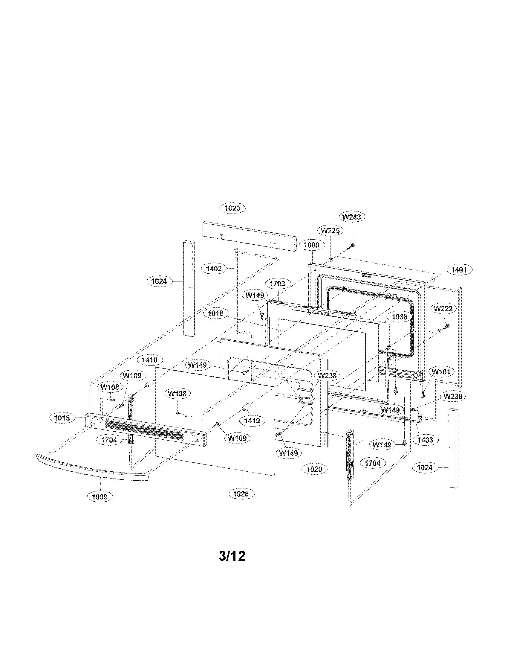 LG LRE30453WW/01 door parts diagram