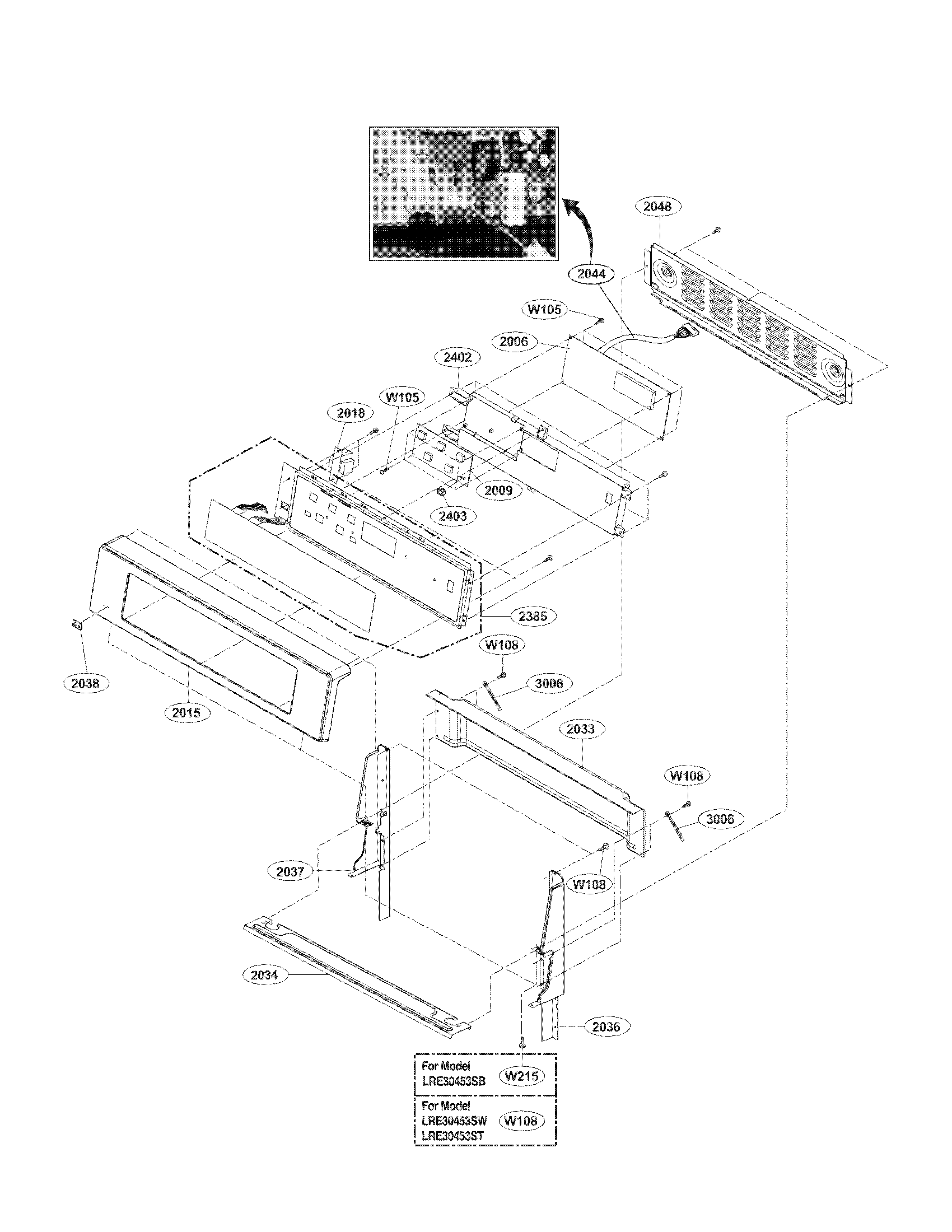 LG LRE30453WW/01 controller parts diagram