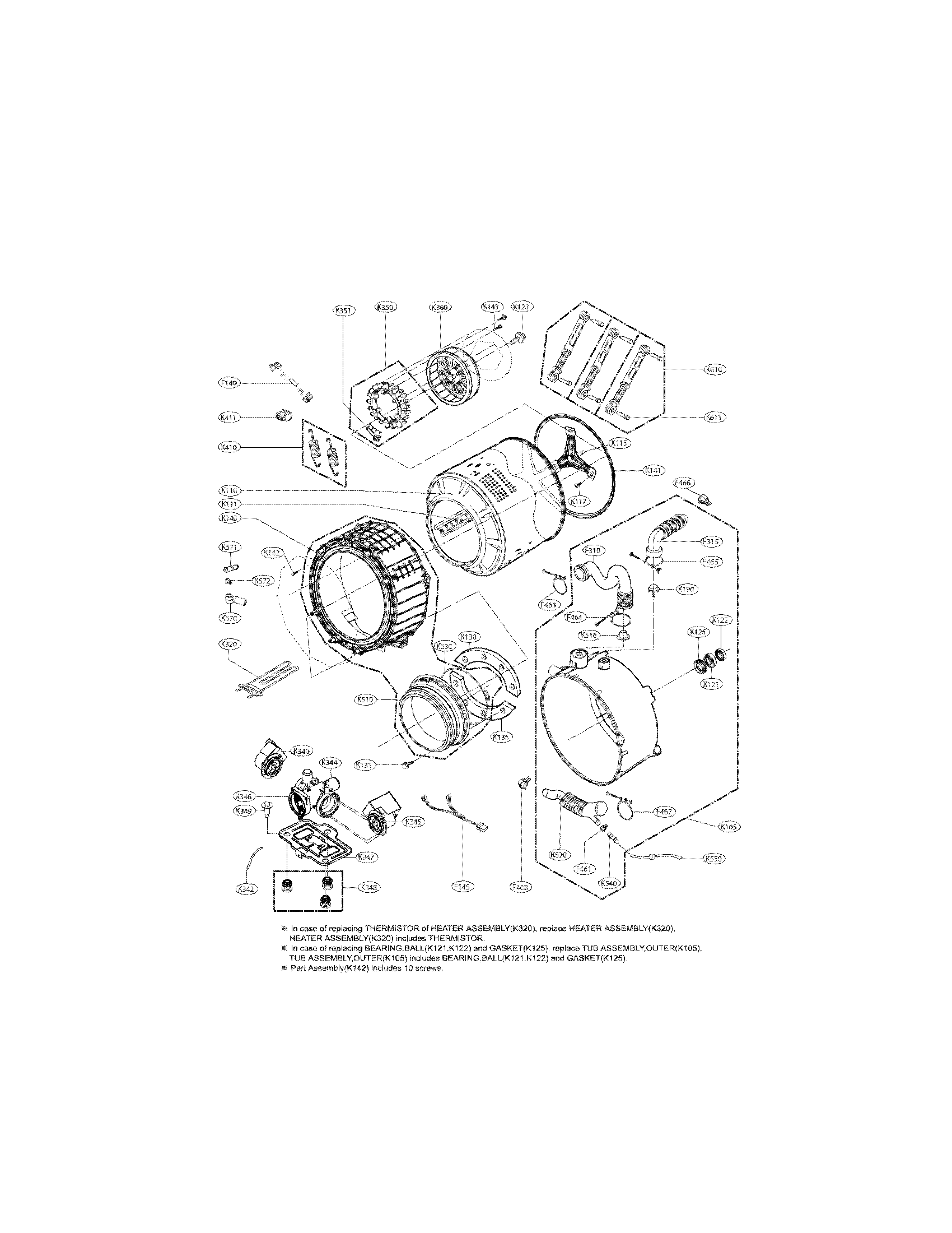 Kenmore Elite 79641472210 drum and tub assembly parts diagram