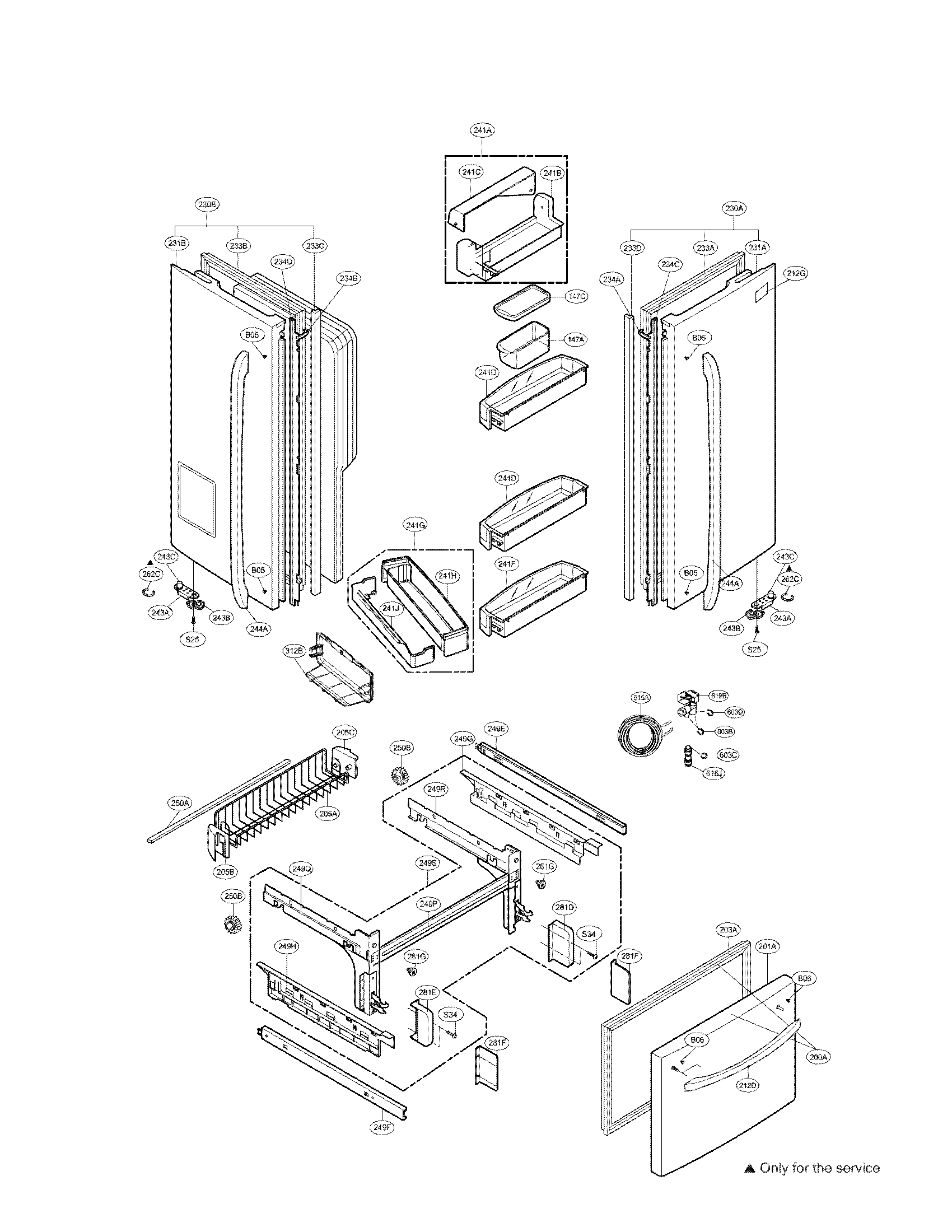Kenmore Elite 79578753802 door parts diagram
