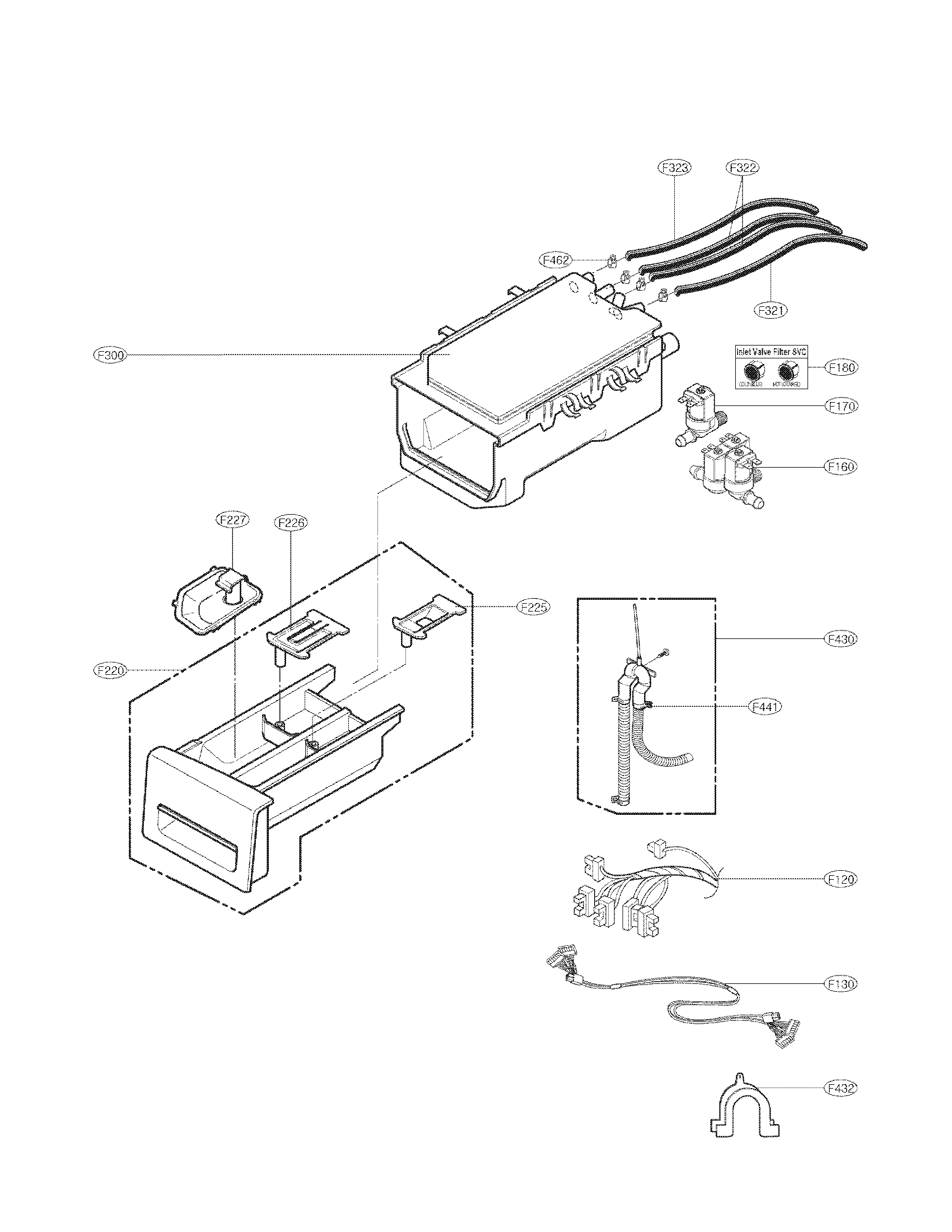 Kenmore Elite 79641272210 dispenser assembly parts diagram