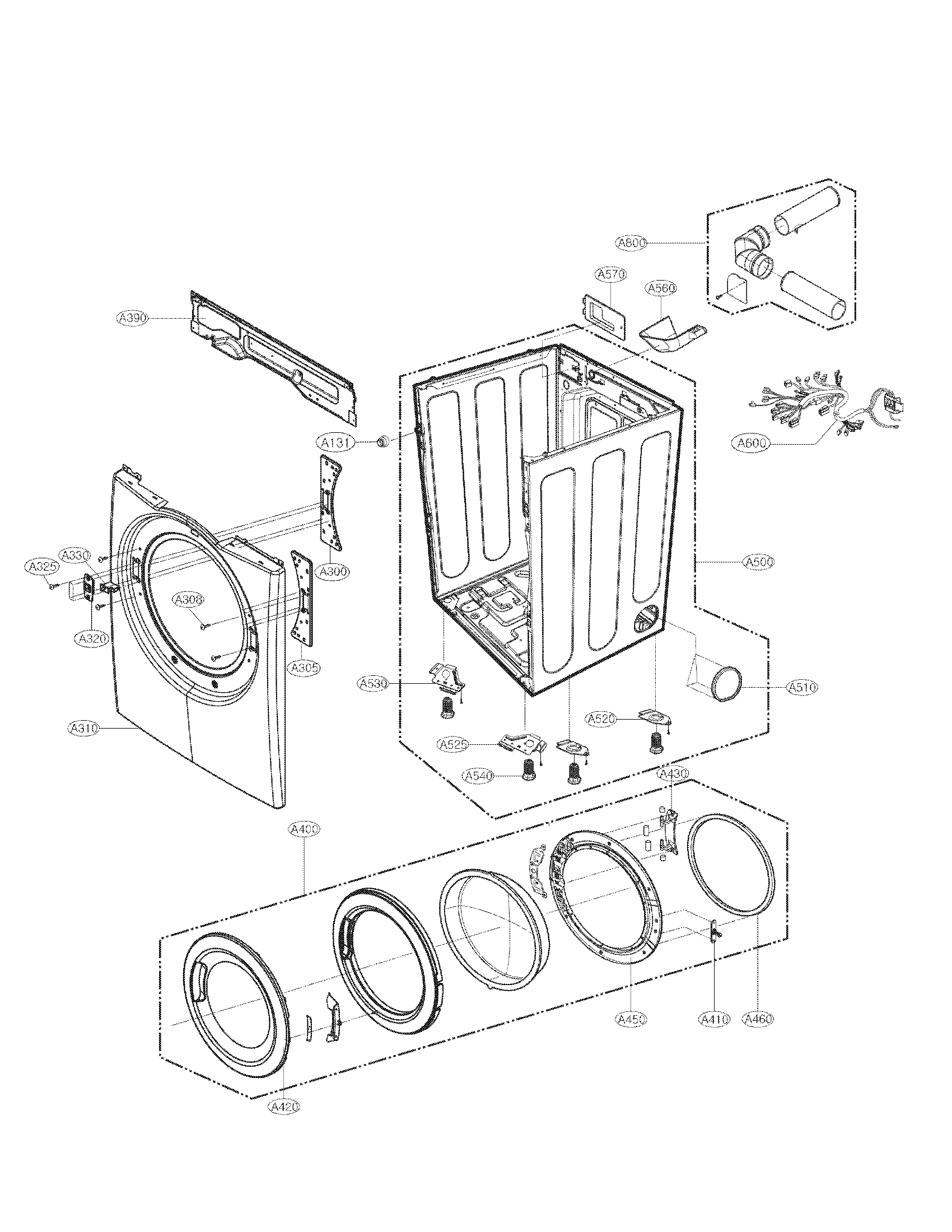 Kenmore 79681272210 cabinet and door assembly parts diagram