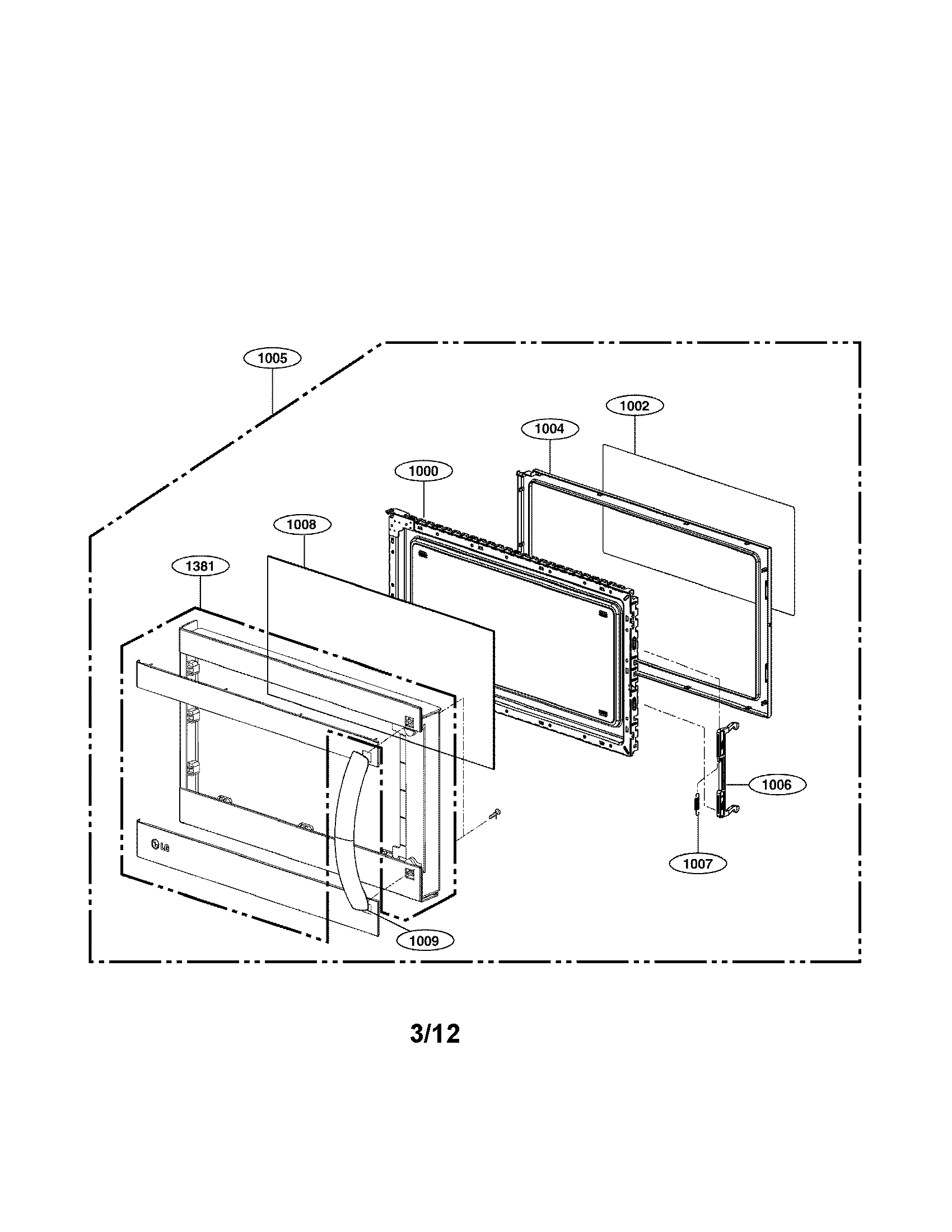 LG LMV1683ST/00 door parts diagram