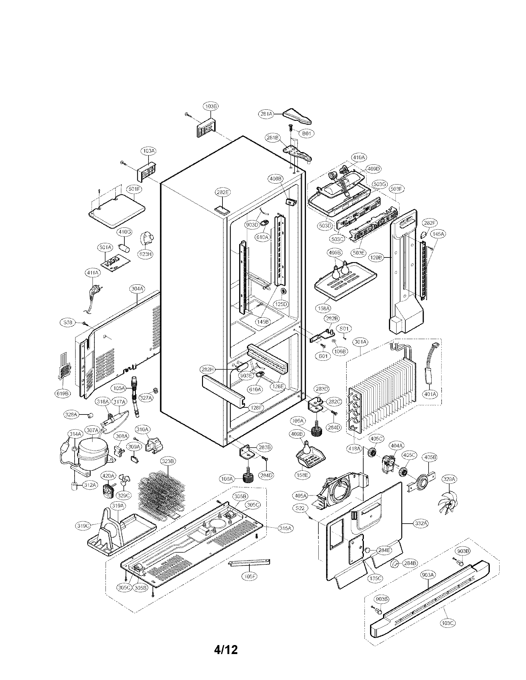 LG LRBN20512WW case parts diagram