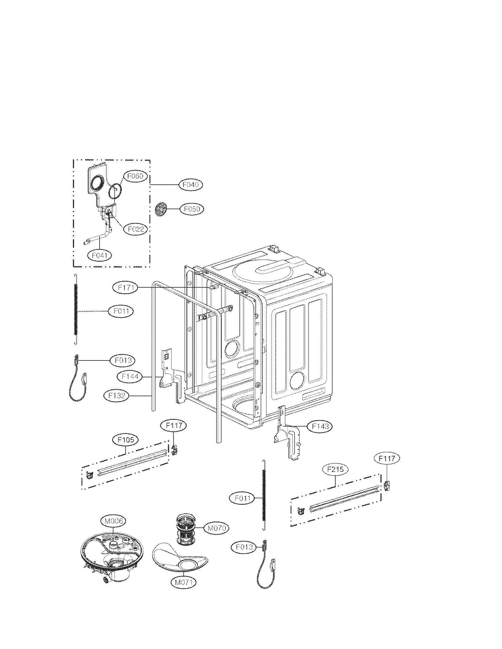 LG LDF7551WW tub assembly parts diagram