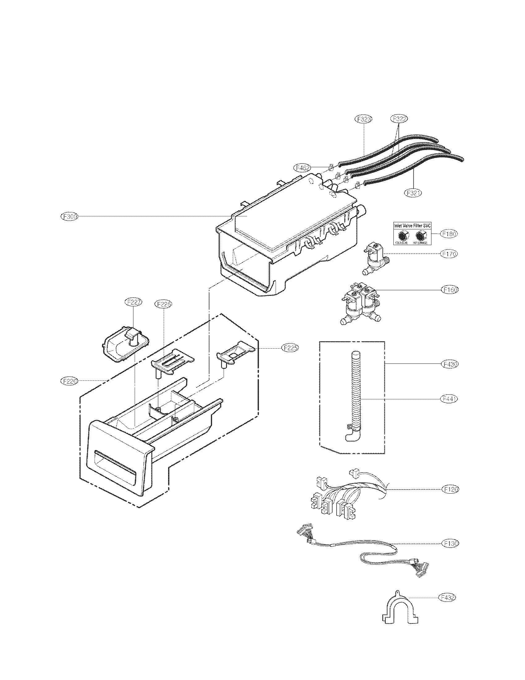 Kenmore 79641172210 dispenser assembly parts diagram