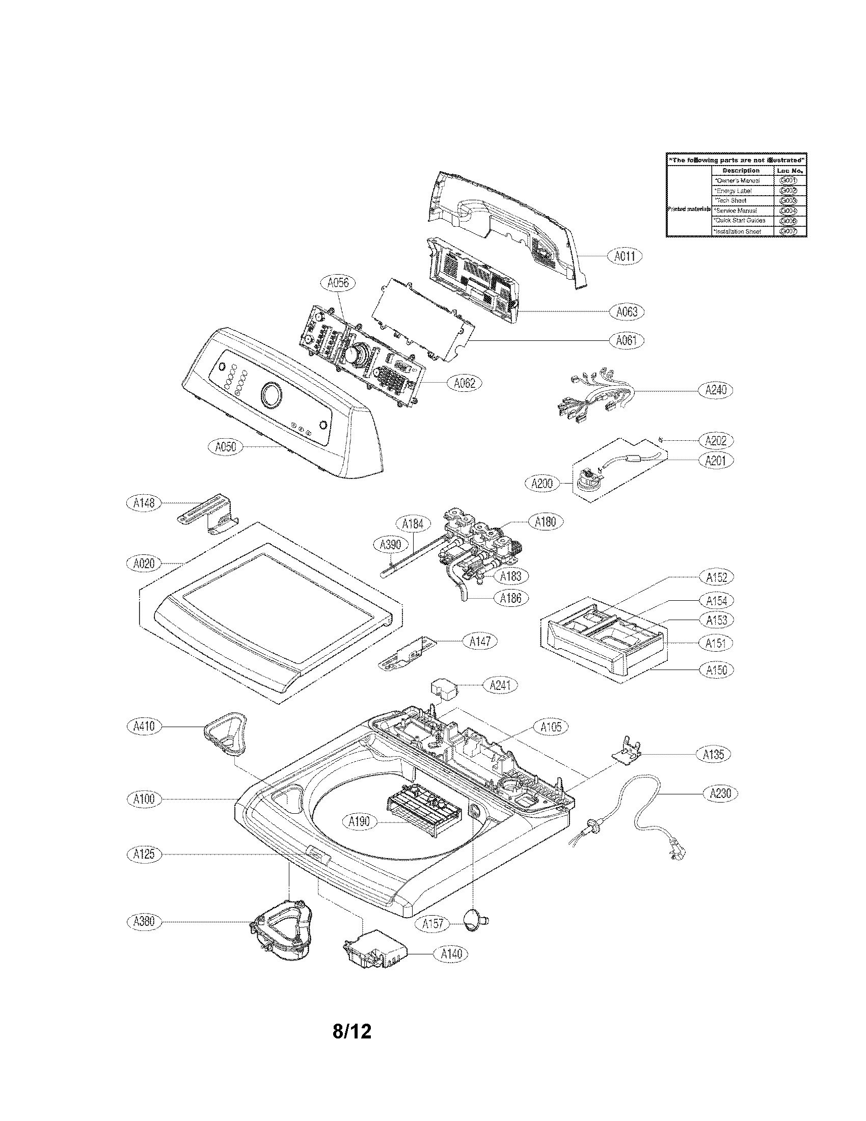 Kenmore Elite 79631523211 top cover assembly parts diagram