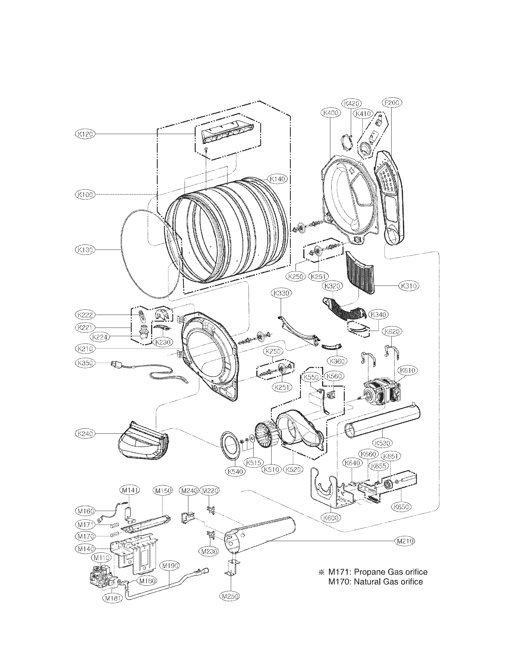 Kenmore Elite 79671523210 drum and motor assembly parts diagram
