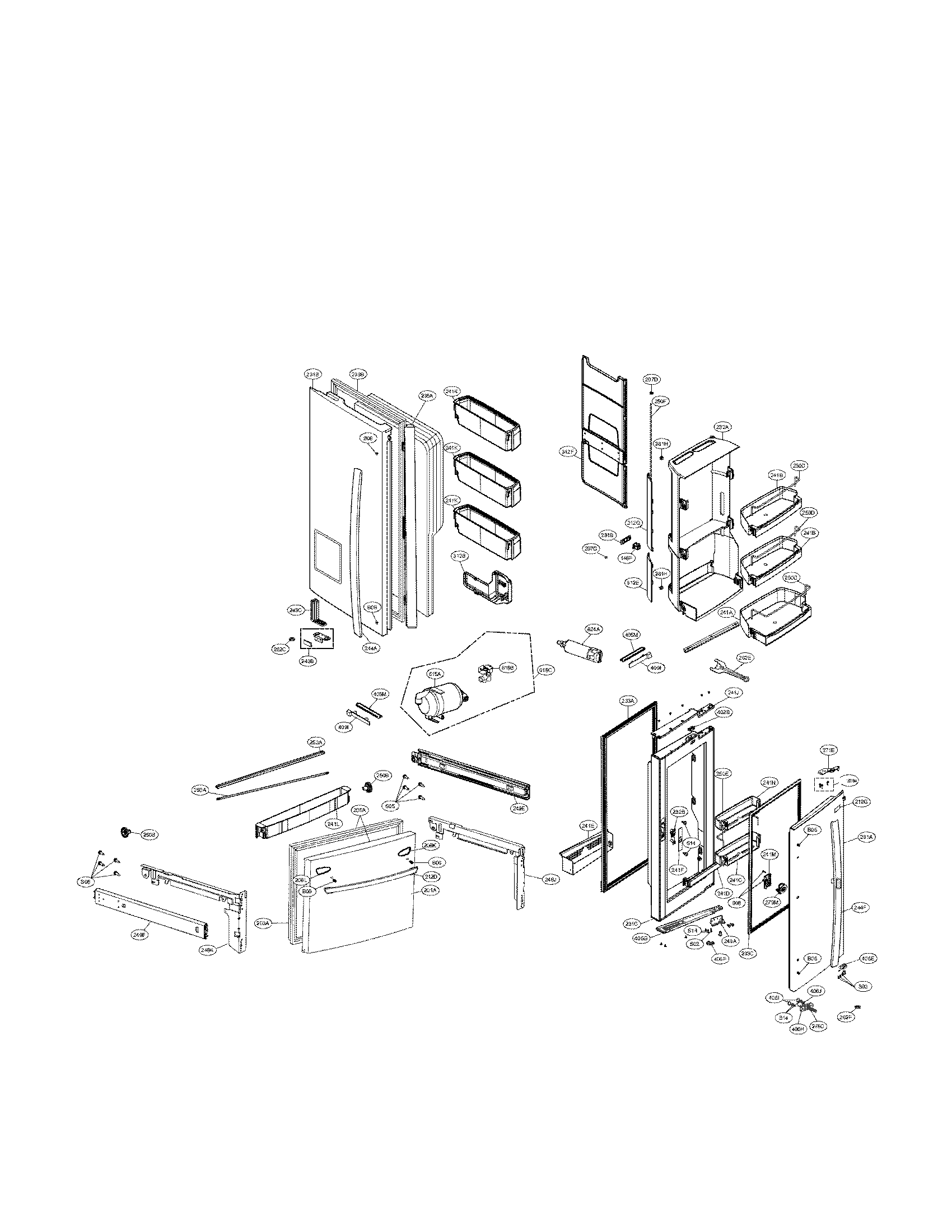 LG LFX31945ST door parts diagram