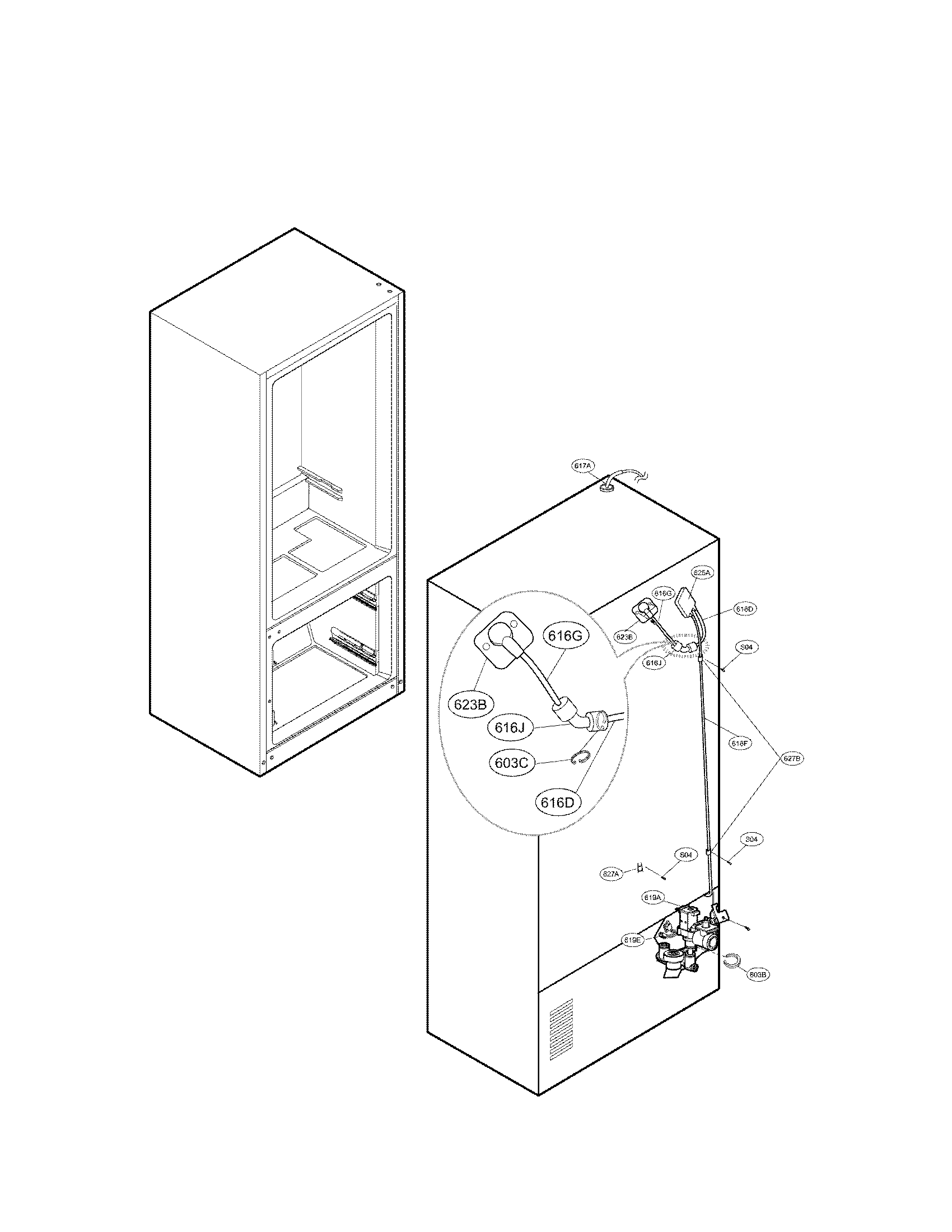 LG LFX31945ST valve and water tube parts diagram